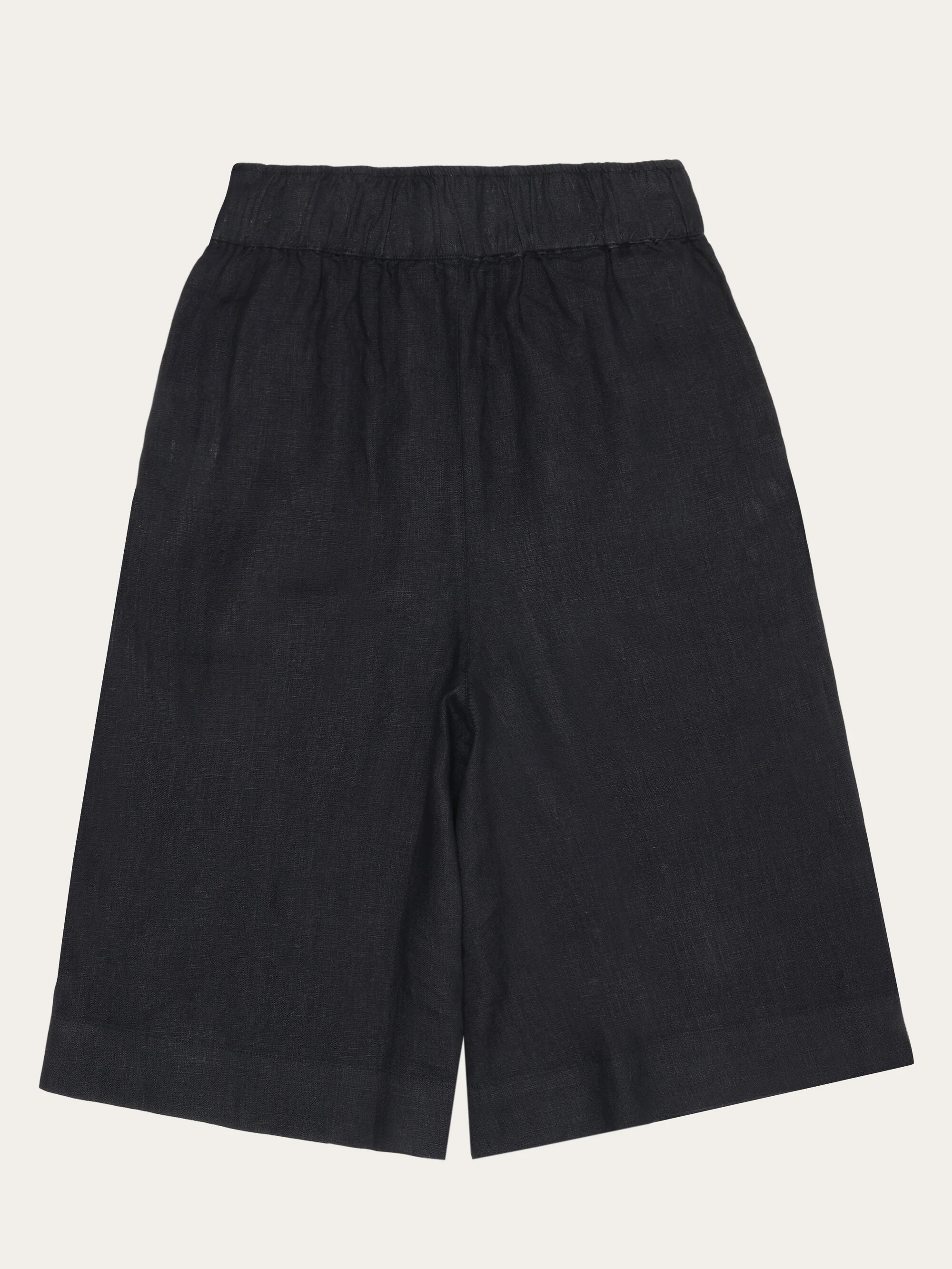 Eve wide linen culotte shorts - Black Jet - Image 4