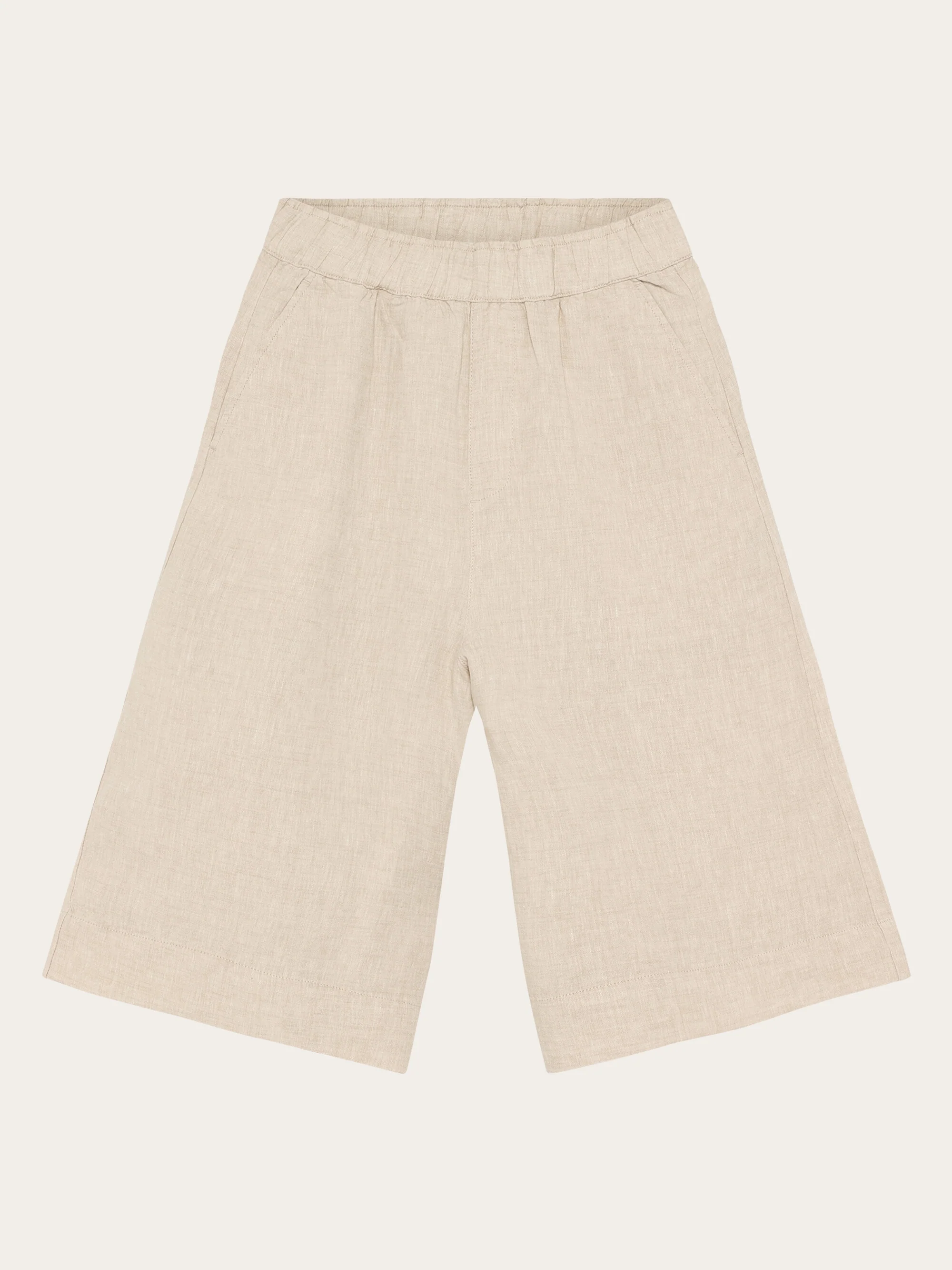 Eve wide linen culotte shorts - Yarndyed Light feather gray