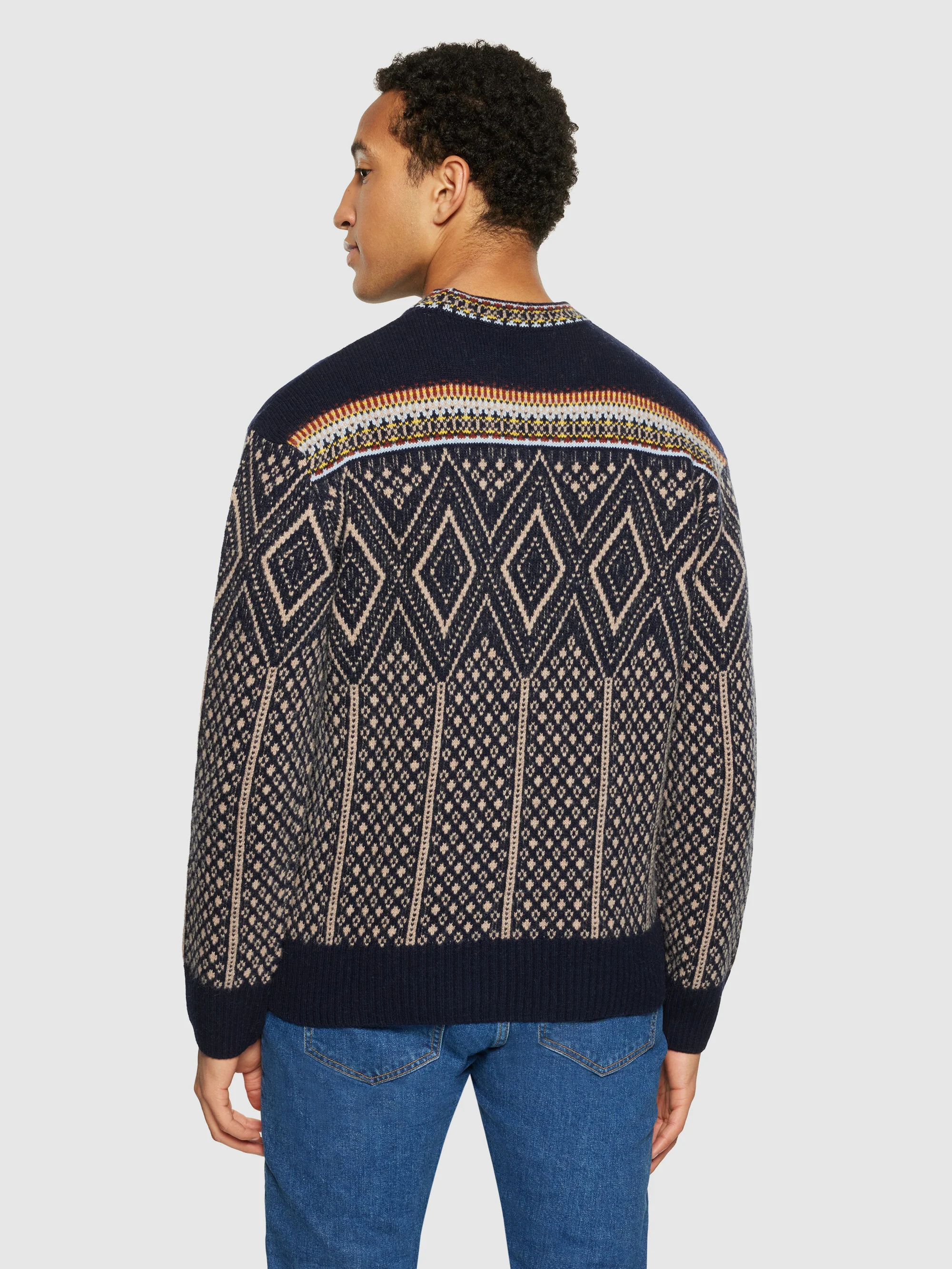 Fair Isle crew neck lambswool knit - RWS - Blue - Image 3