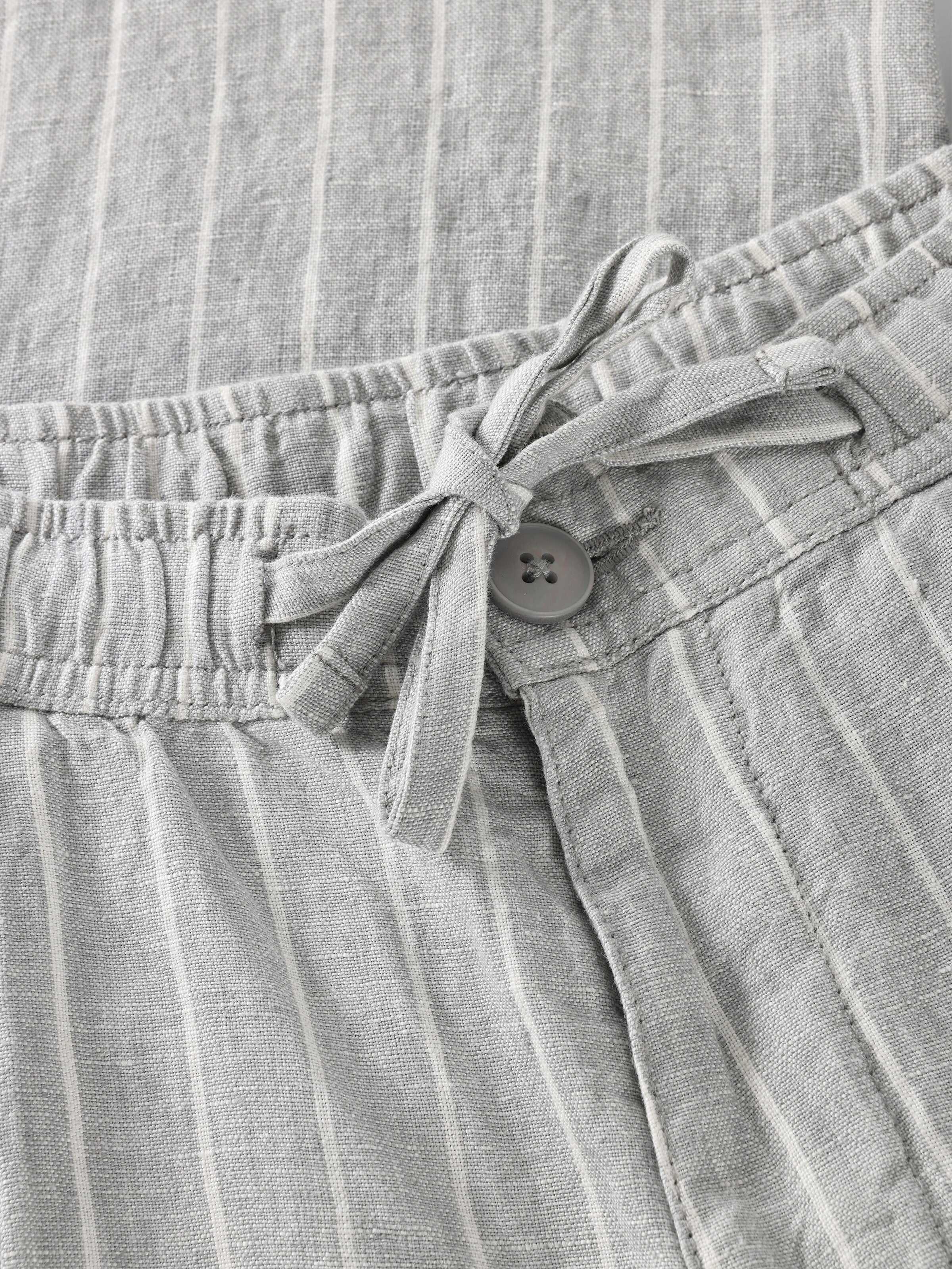 Fig loose linen pants - Grey stripe - Image 2