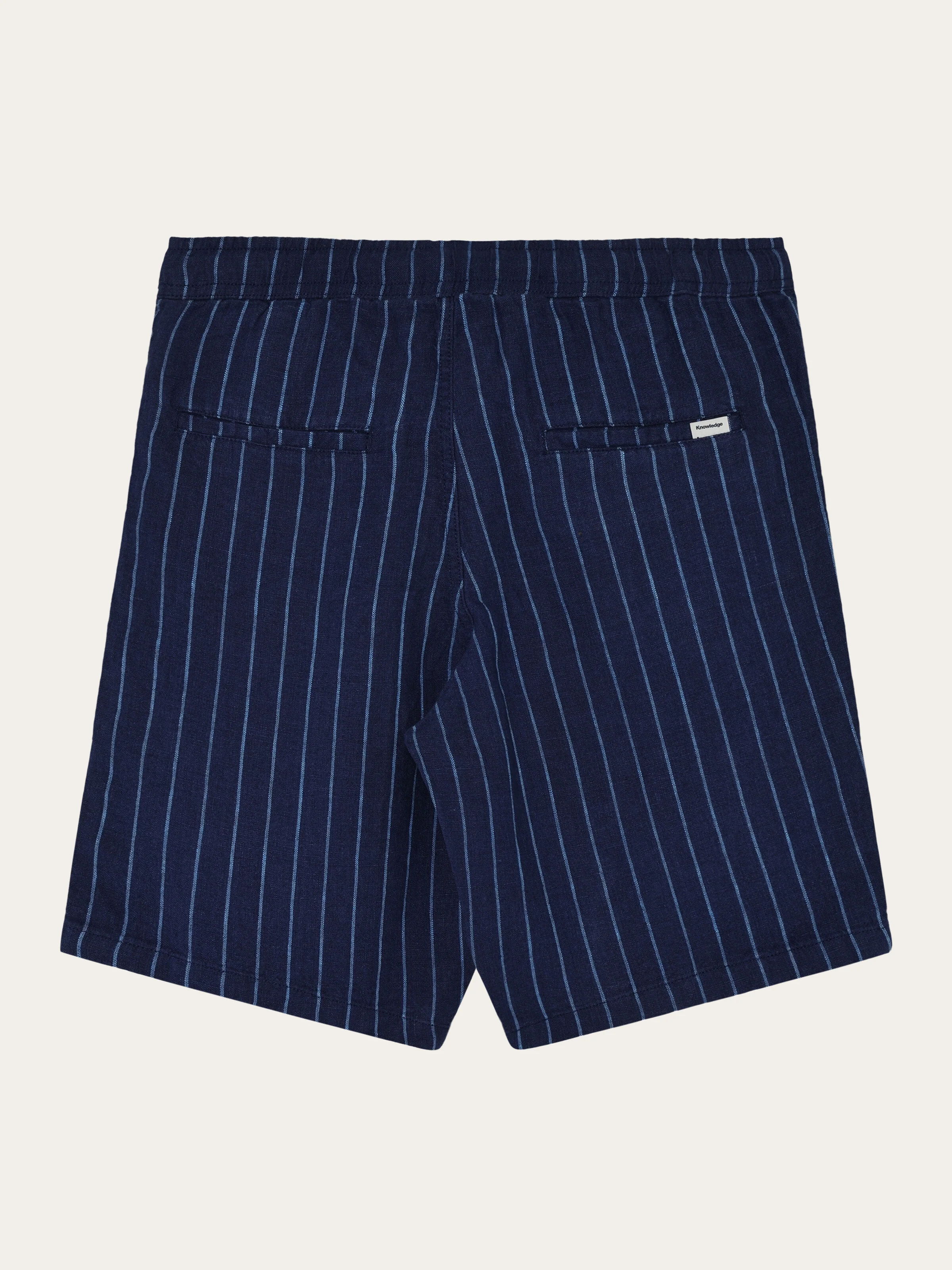 Fig loose linen shorts - Blue stripe - Image 3