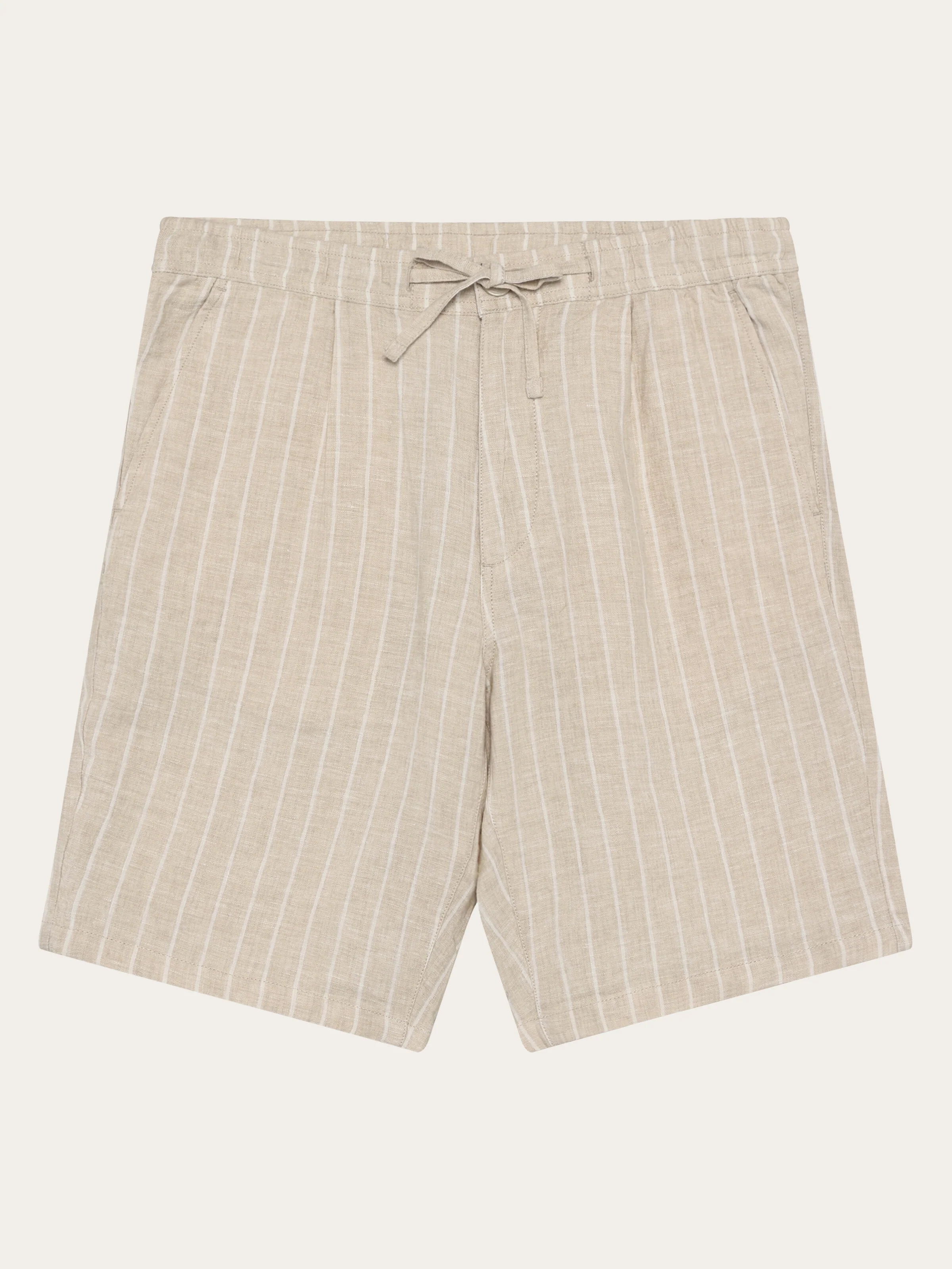 Fig loose linen shorts - Creme Stripe