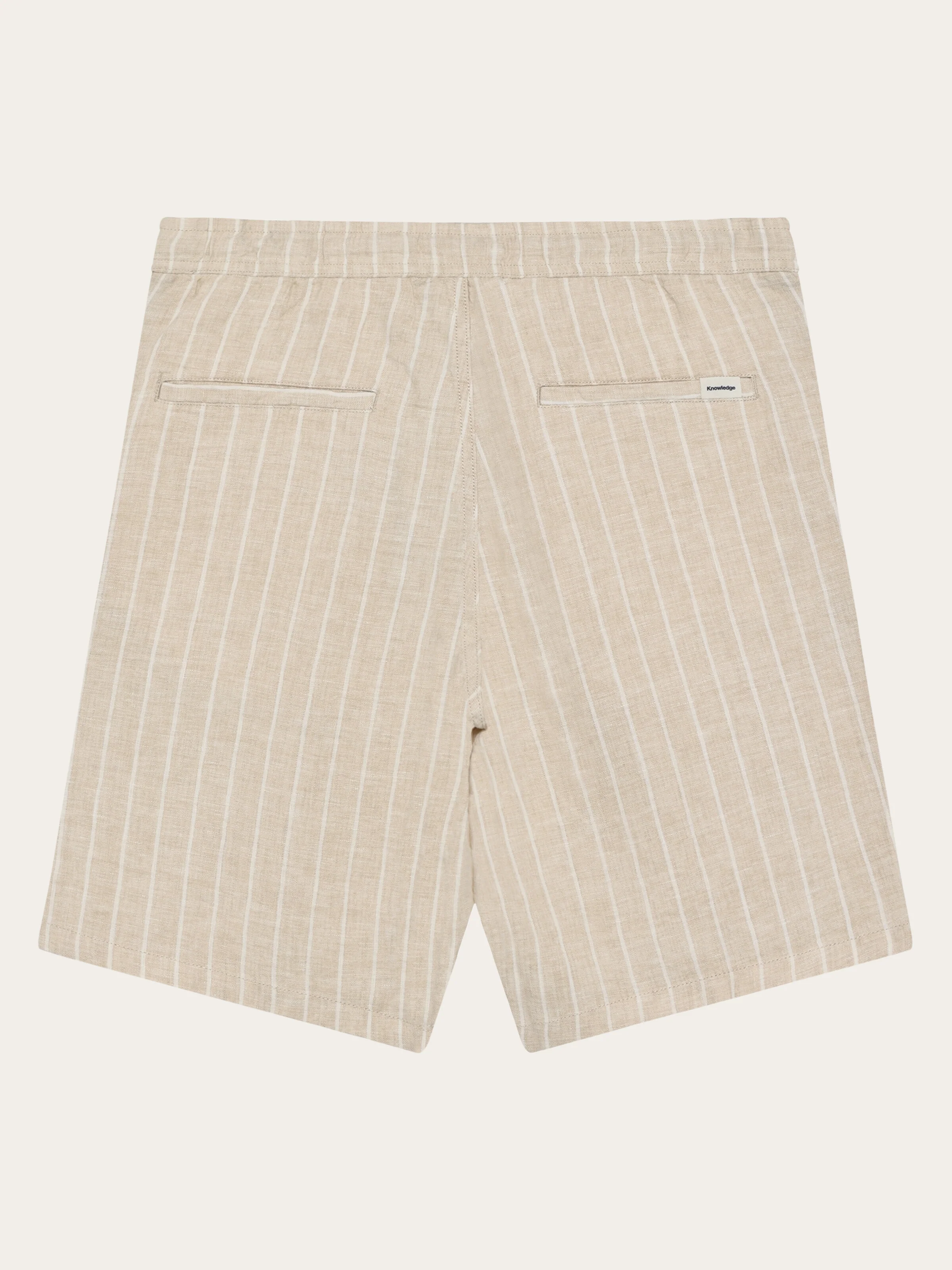 Fig loose linen shorts - Creme Stripe - Image 3