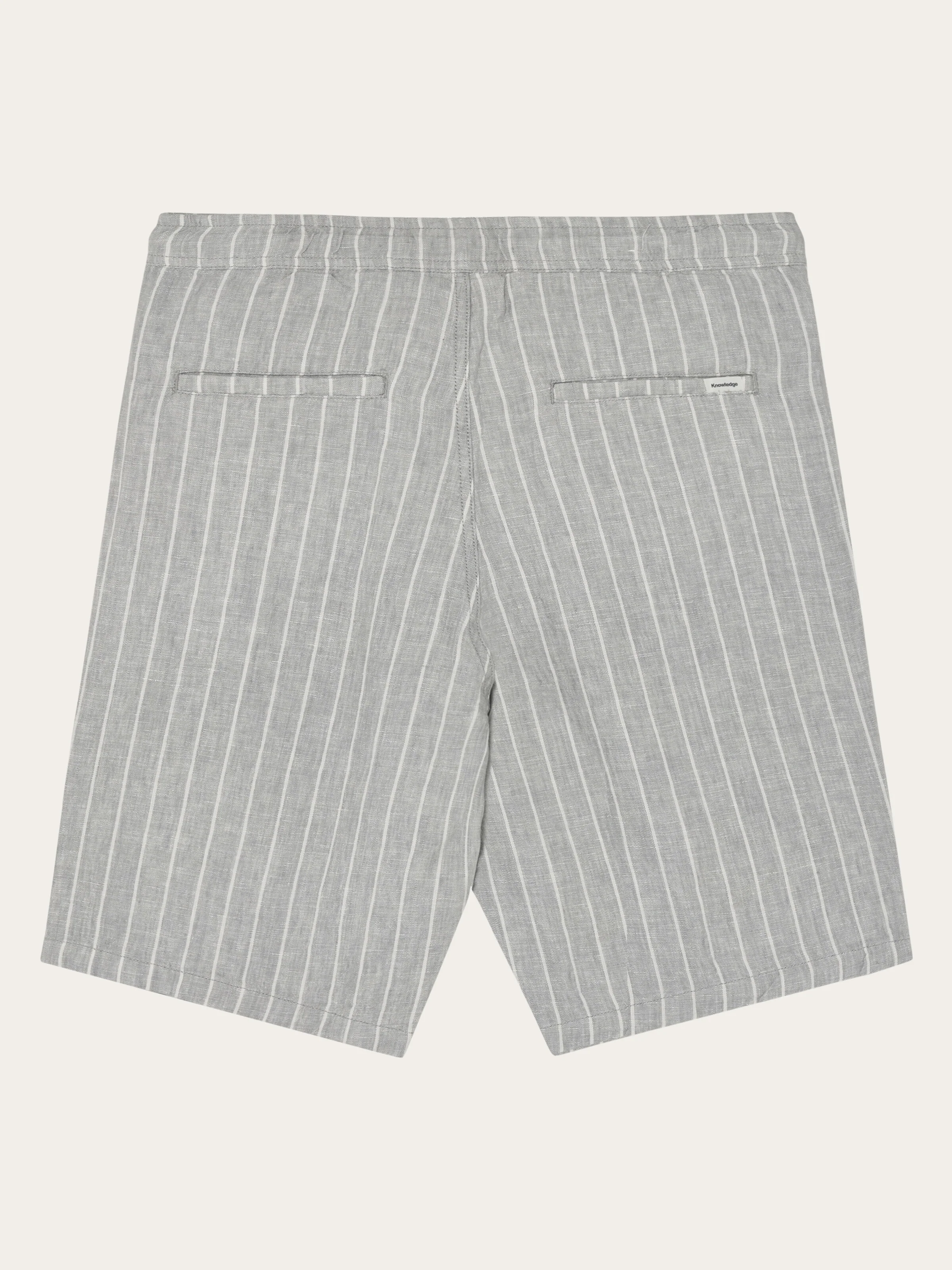 Fig loose linen shorts - Grey stripe - Image 4