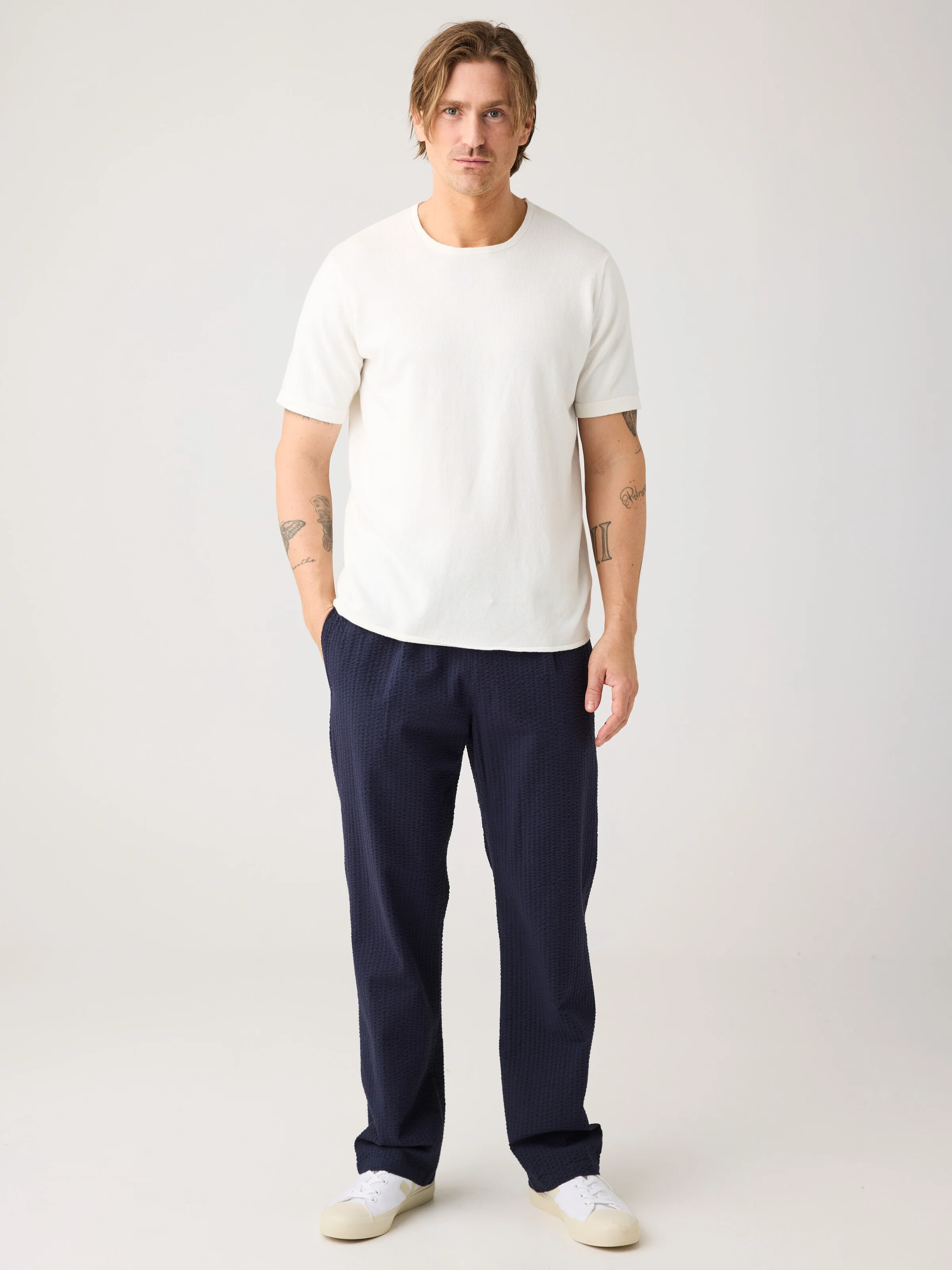 Fig loose seersucker pants - Night Sky - Image 2