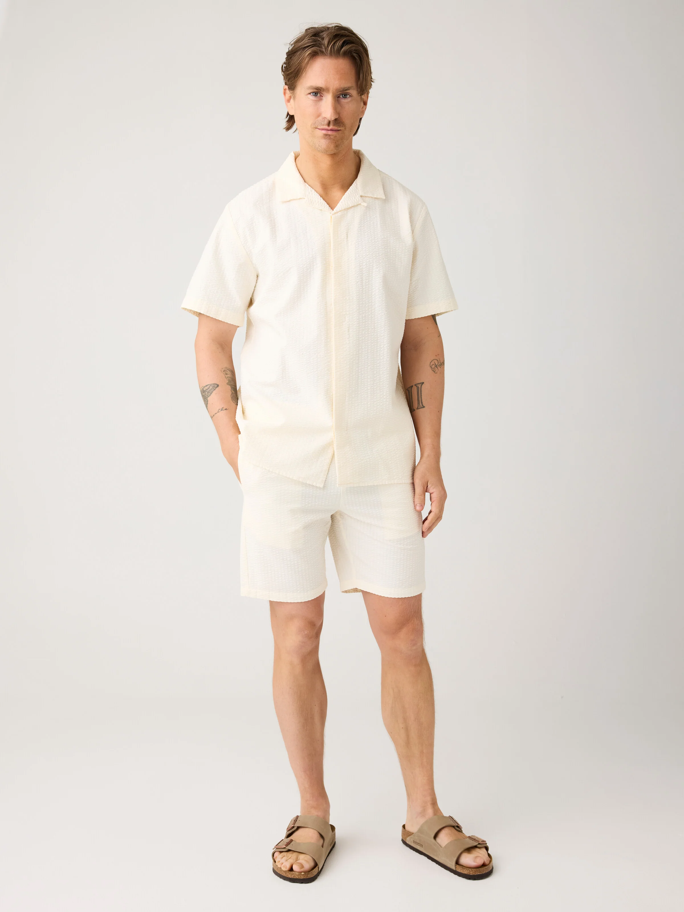 Fig loose seersucker shorts - Egret - Image 2
