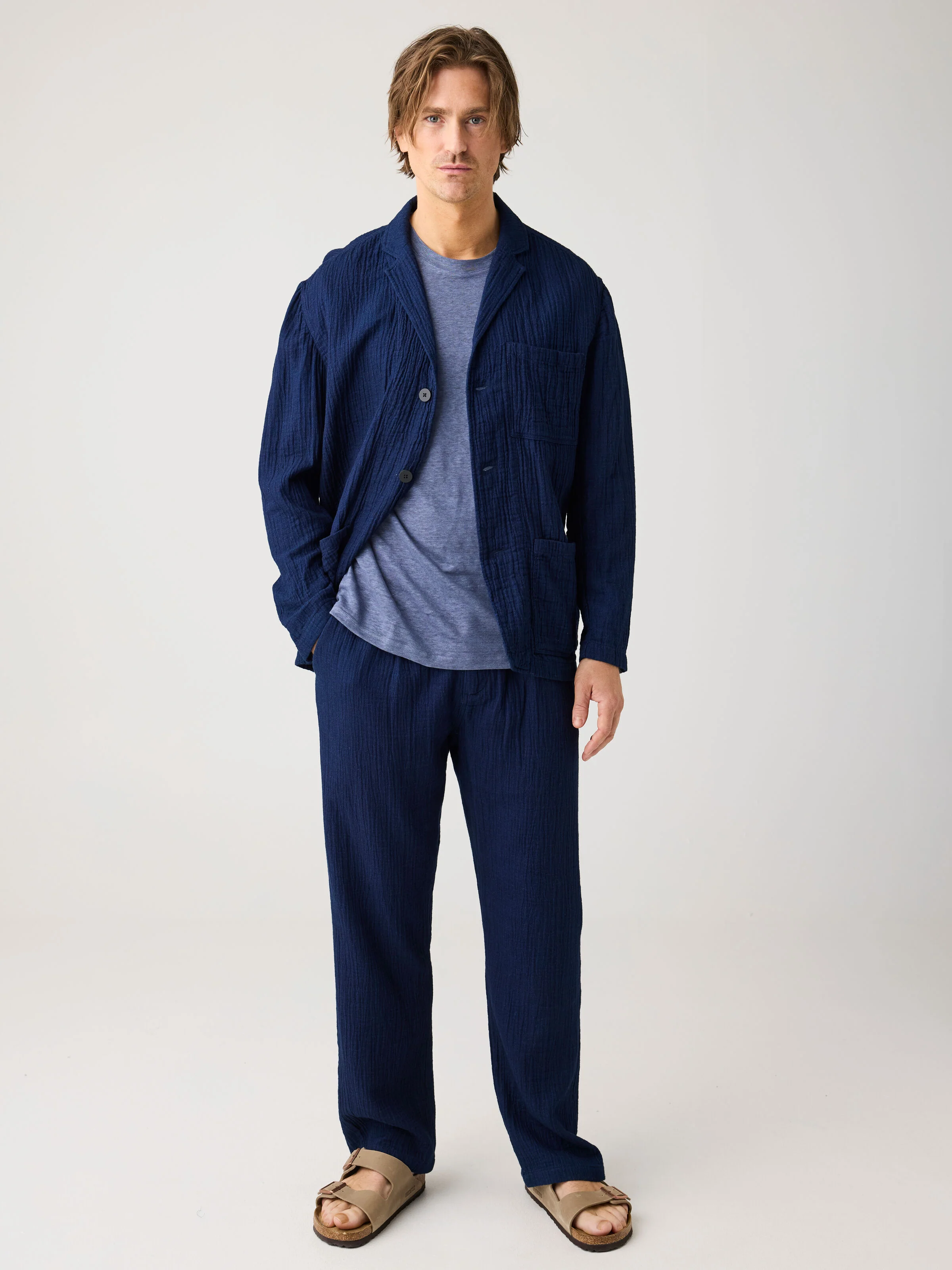 Fig loose dobby pants - Indigo - Image 2