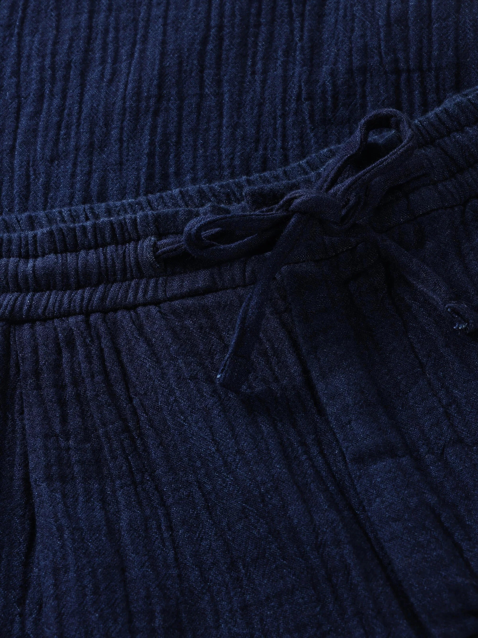 Fig loose dobby pants - Indigo - Image 4