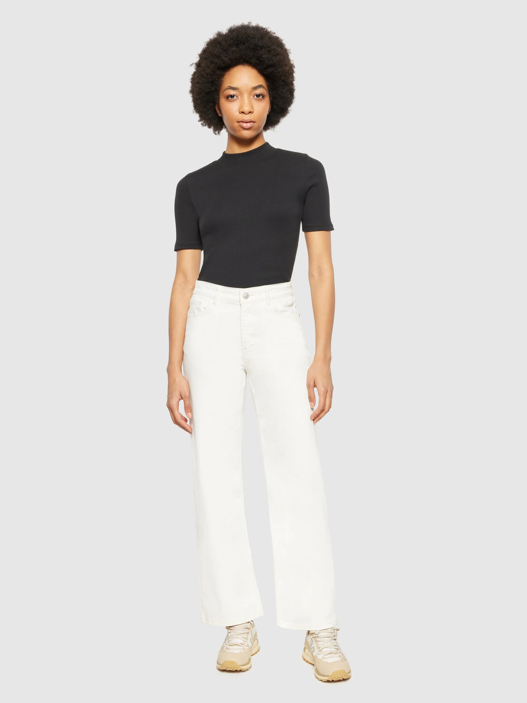 GALE straight mid-rise garment dyed twill 5-pocket pants - GOTS/Vegan - Egret - Image 4