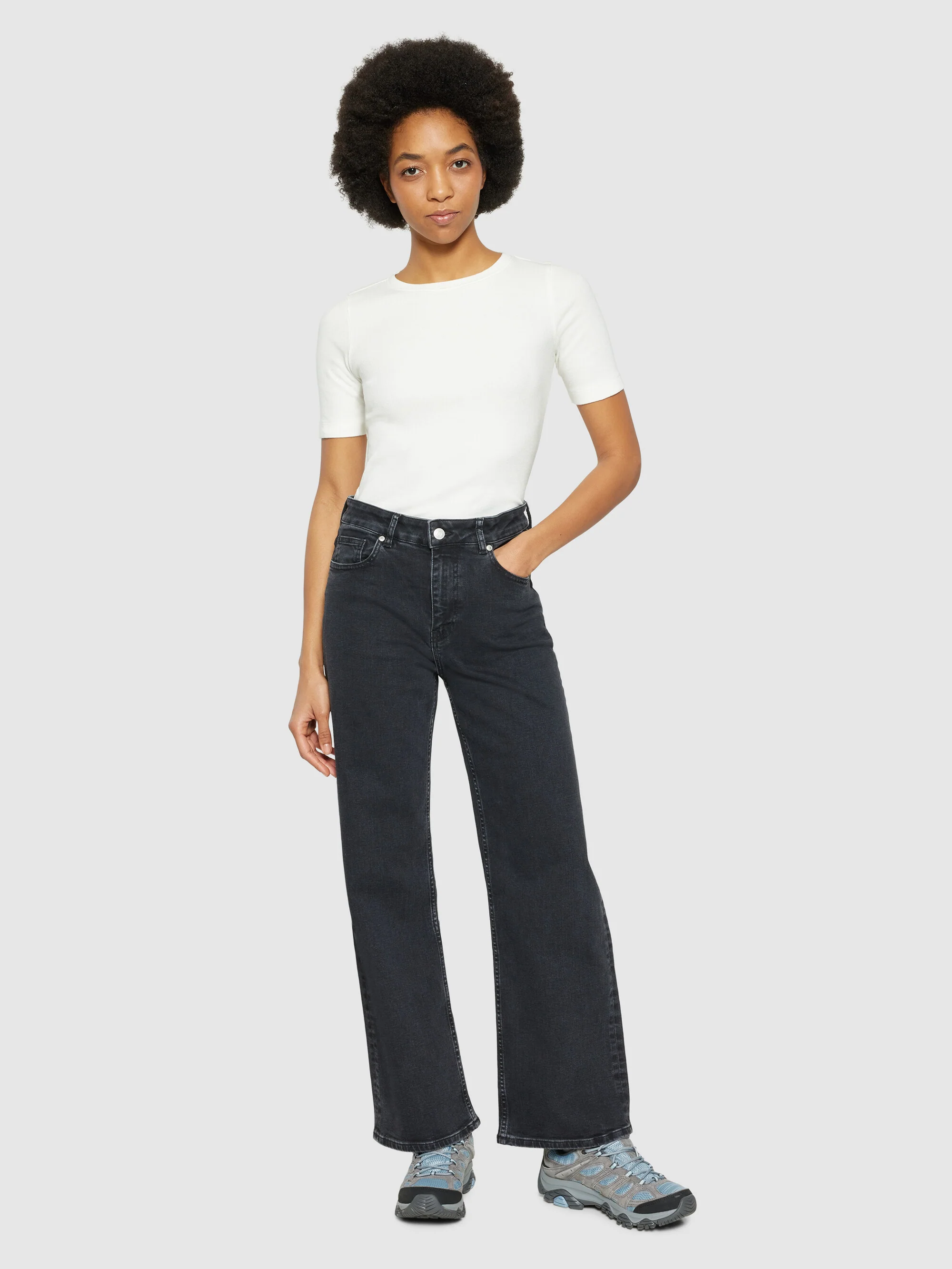 GALE straight mid-rise rinse black 5-pocket jeans - Rinse black - Image 4