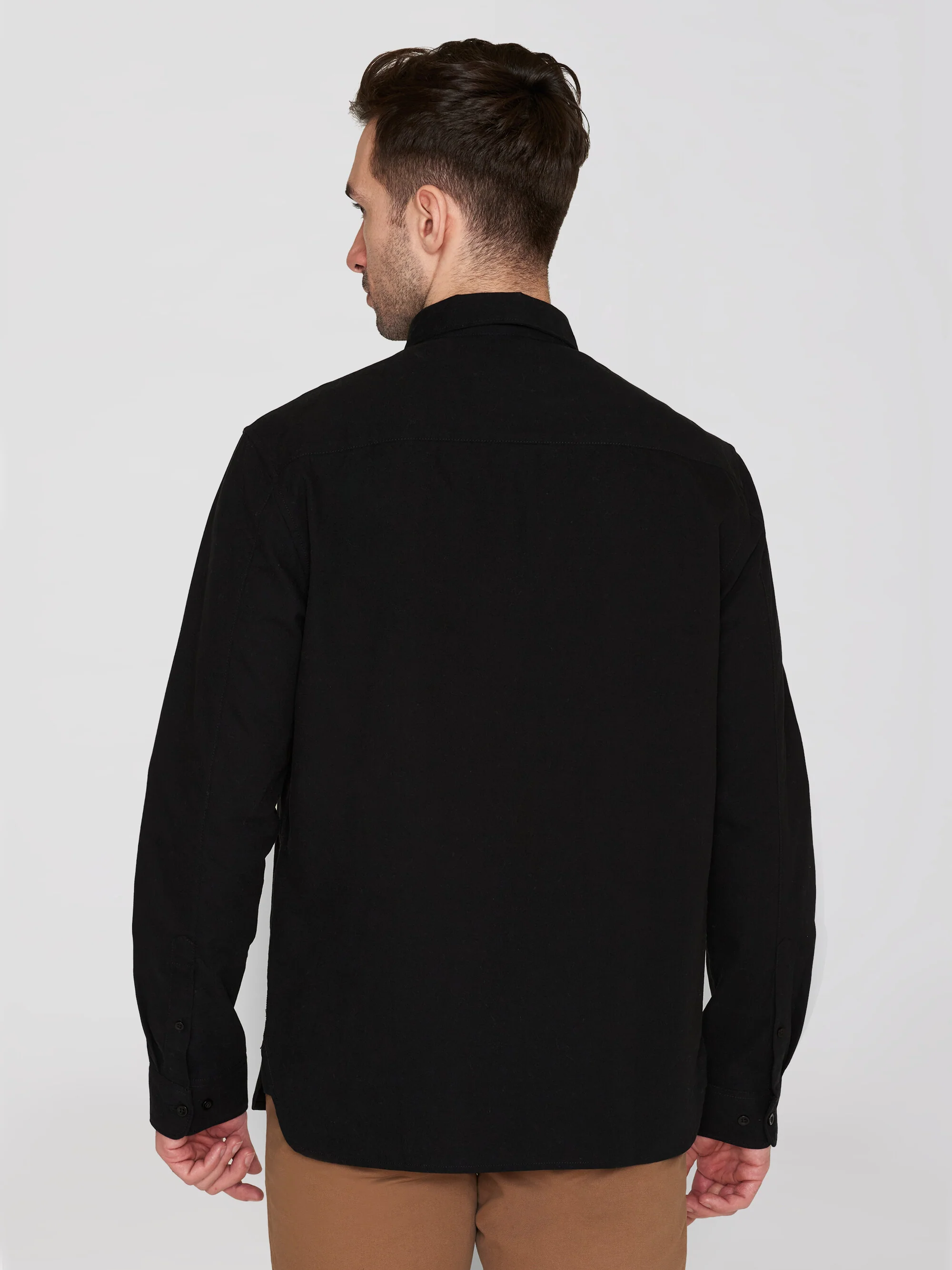 Harald Small Owl Oxford Regular Fit Shirt - GOTS/Vegan - Black Jet - Image 3