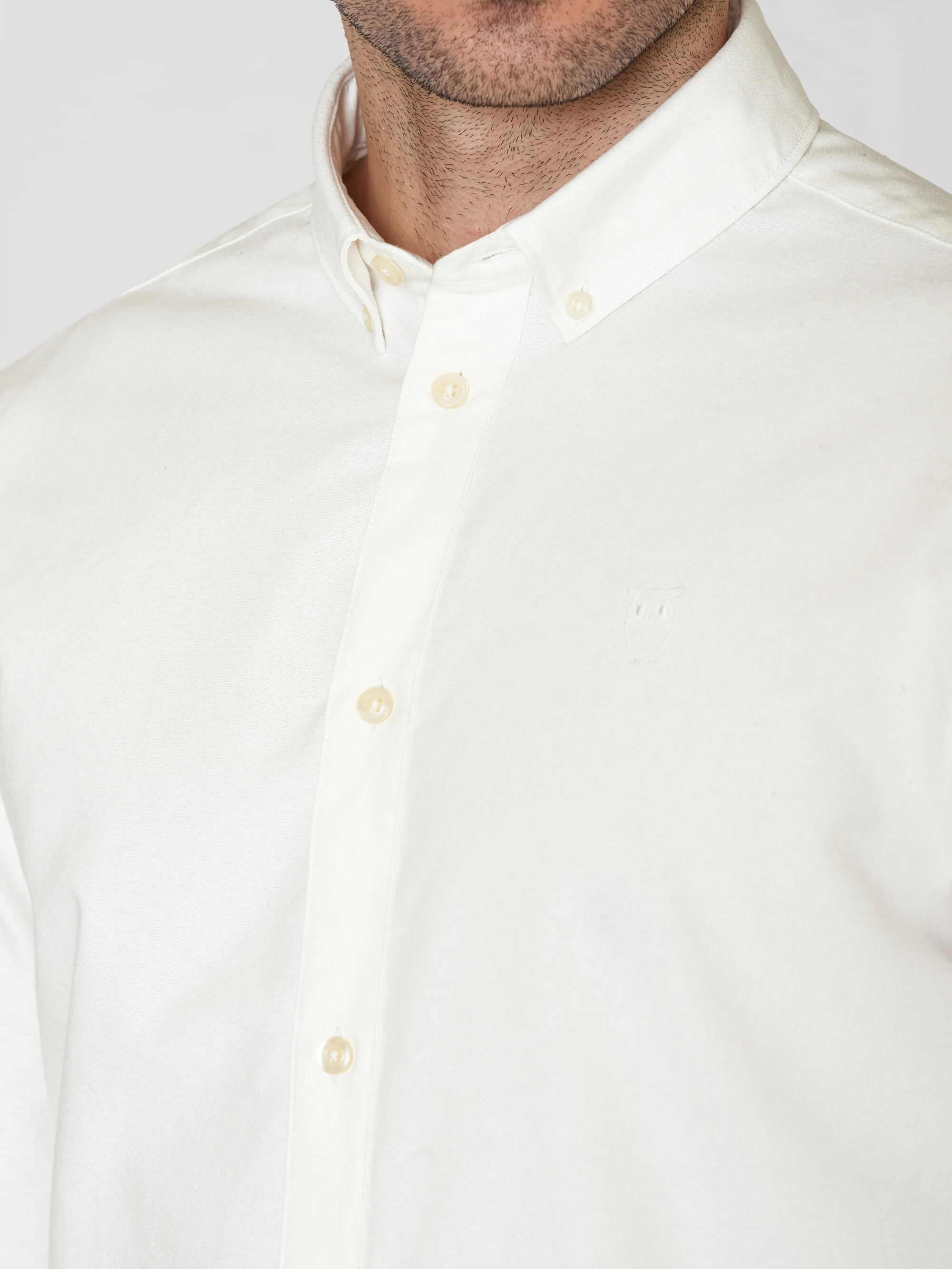 Harald Small Owl Oxford Regular Fit Shirt - GOTS/Vegan - Bright White - Image 5
