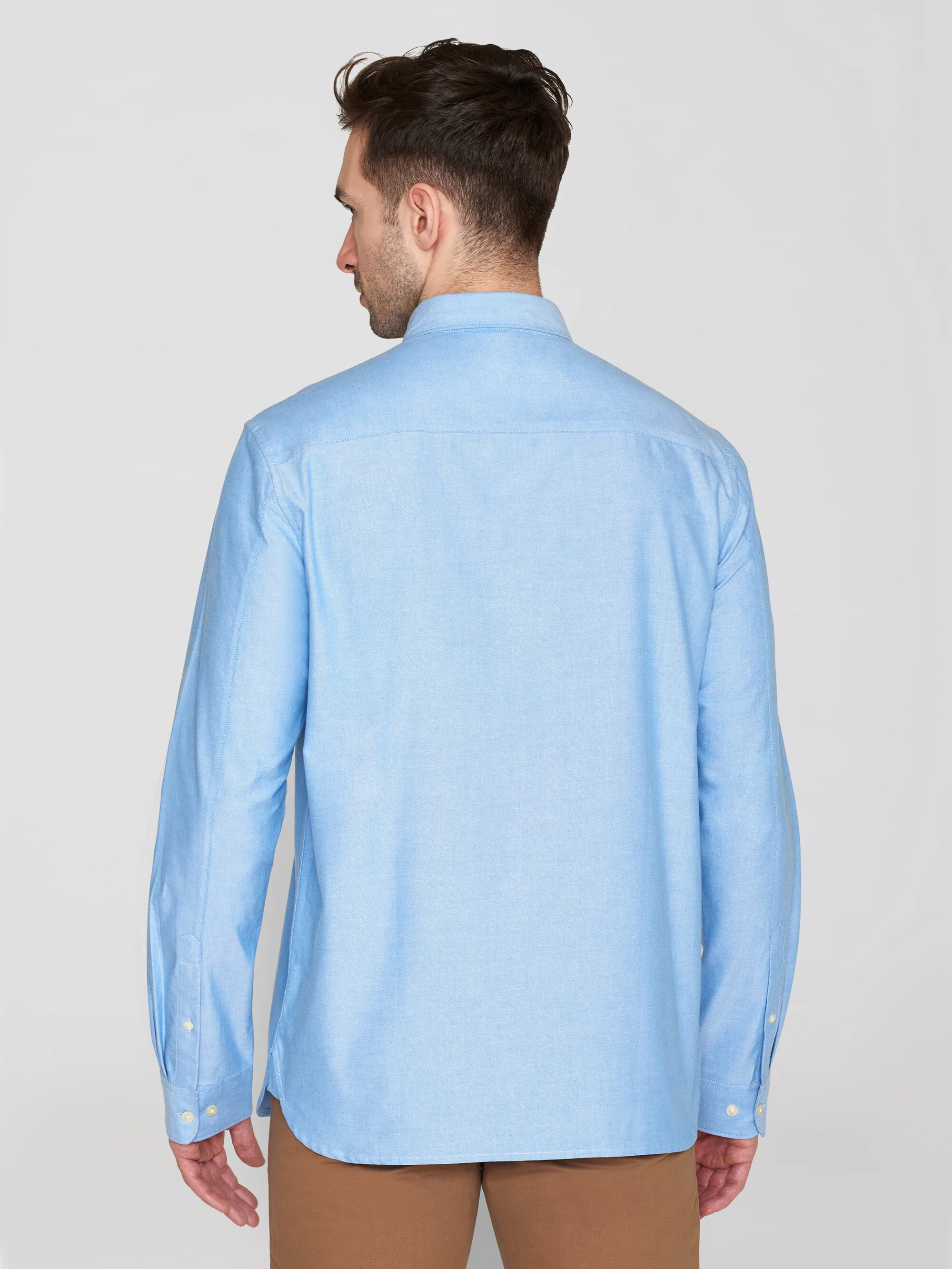 Harald Small Owl Oxford Regular Fit Shirt - GOTS/Vegan - Lapis Blue - Image 3