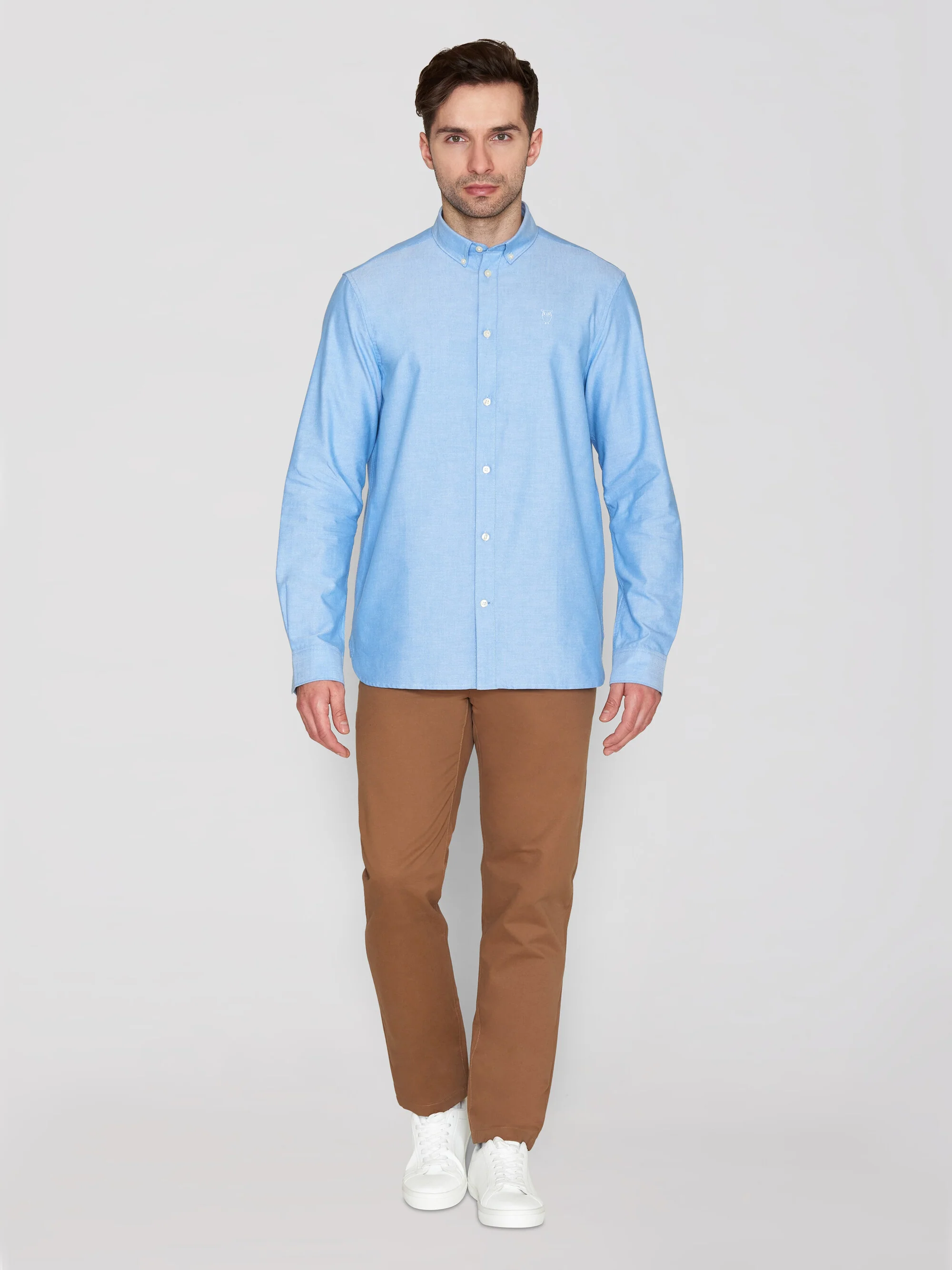 Harald Small Owl Oxford Regular Fit Shirt - GOTS/Vegan - Lapis Blue - Image 4