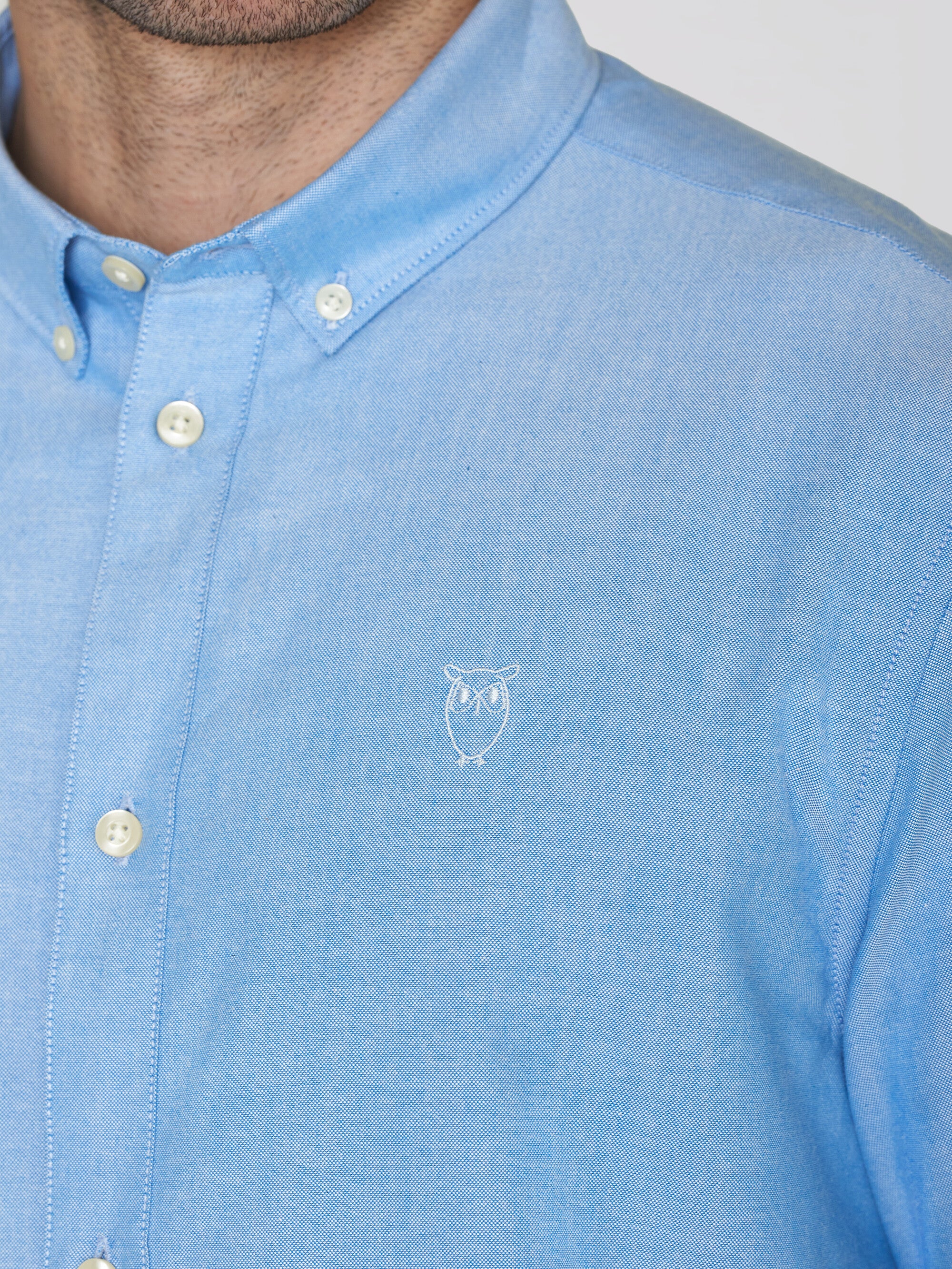 Harald Small Owl Oxford Regular Fit Shirt - GOTS/Vegan - Lapis Blue - Image 5
