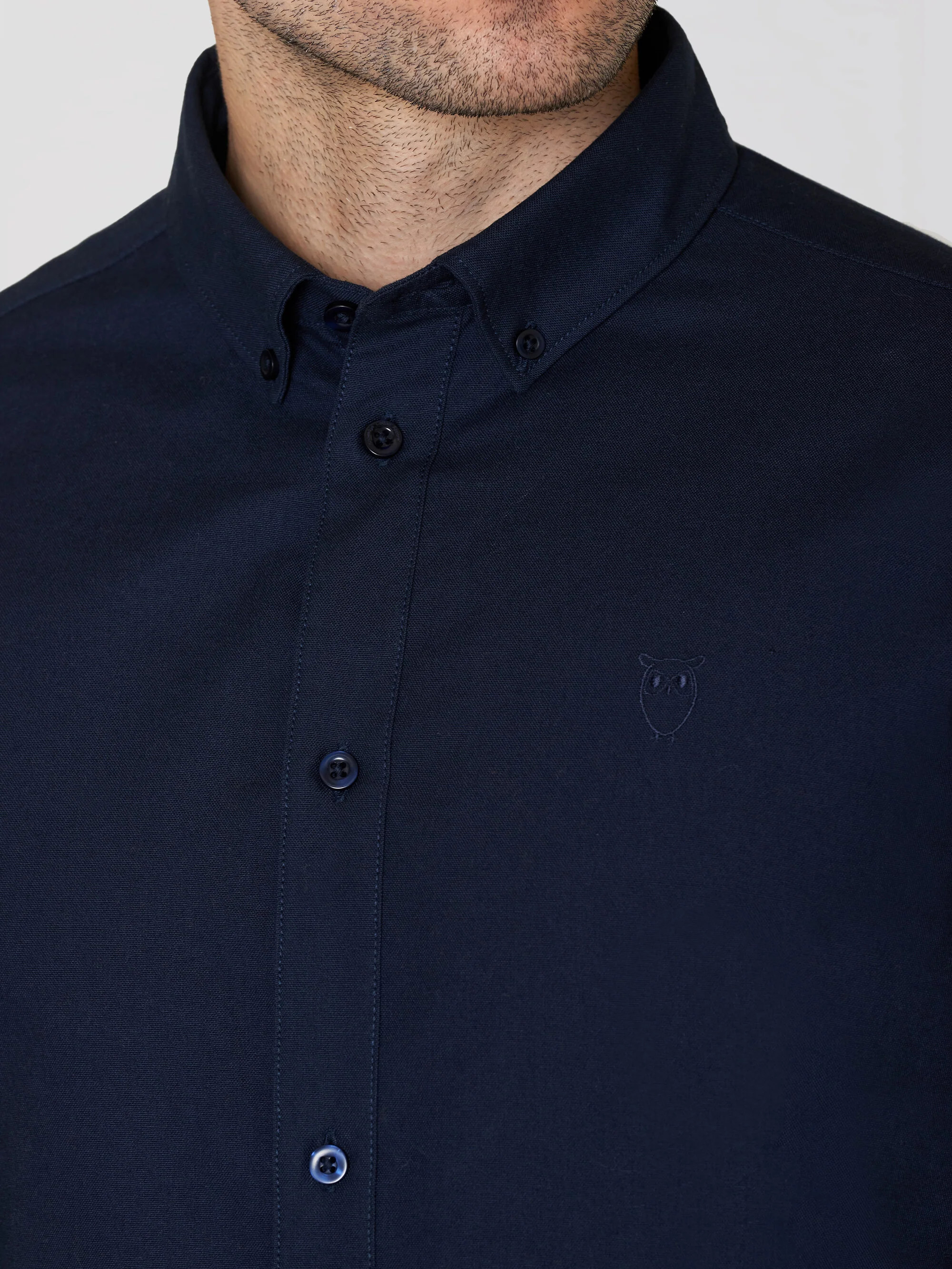 Harald Small Owl Oxford Regular Fit Shirt - GOTS/Vegan - Total Eclipse - Image 5
