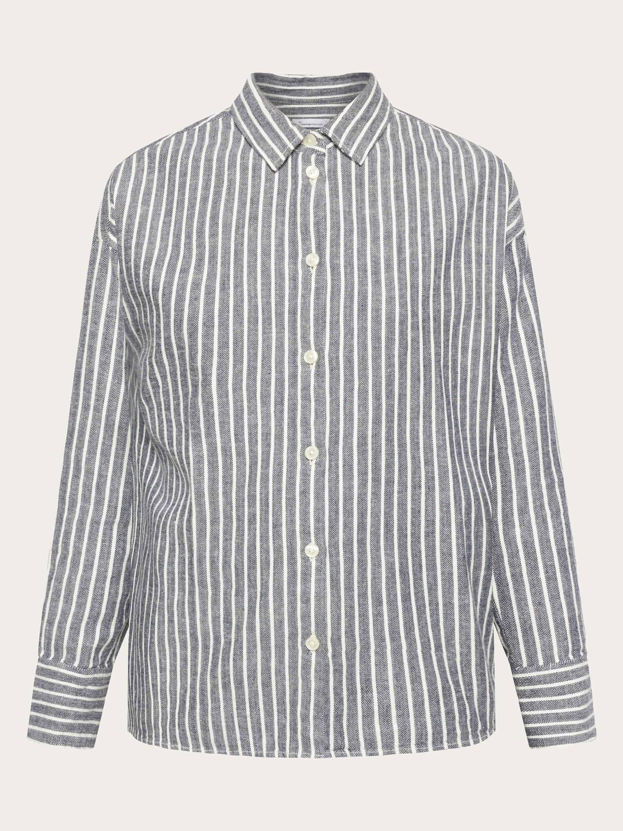 Heavy flannel stripe shirt - GOTS/Vegan - Total Eclipse