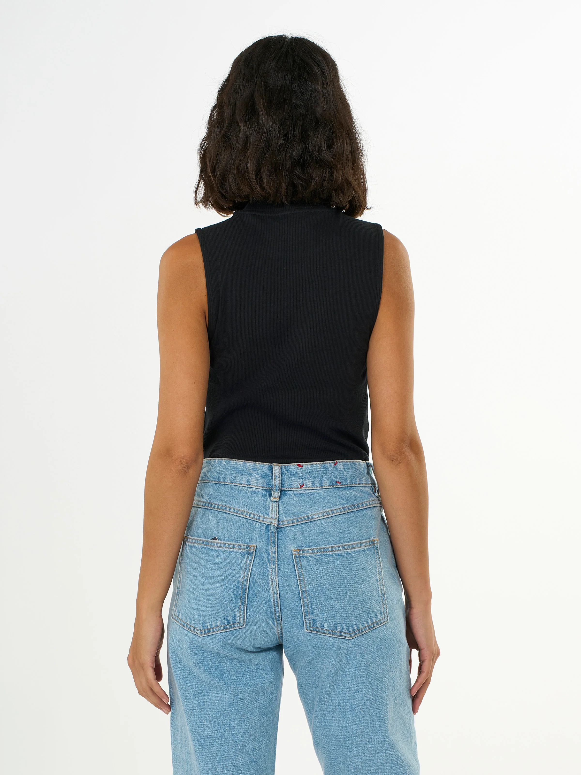 High neck rib top - Black Jet - Image 3