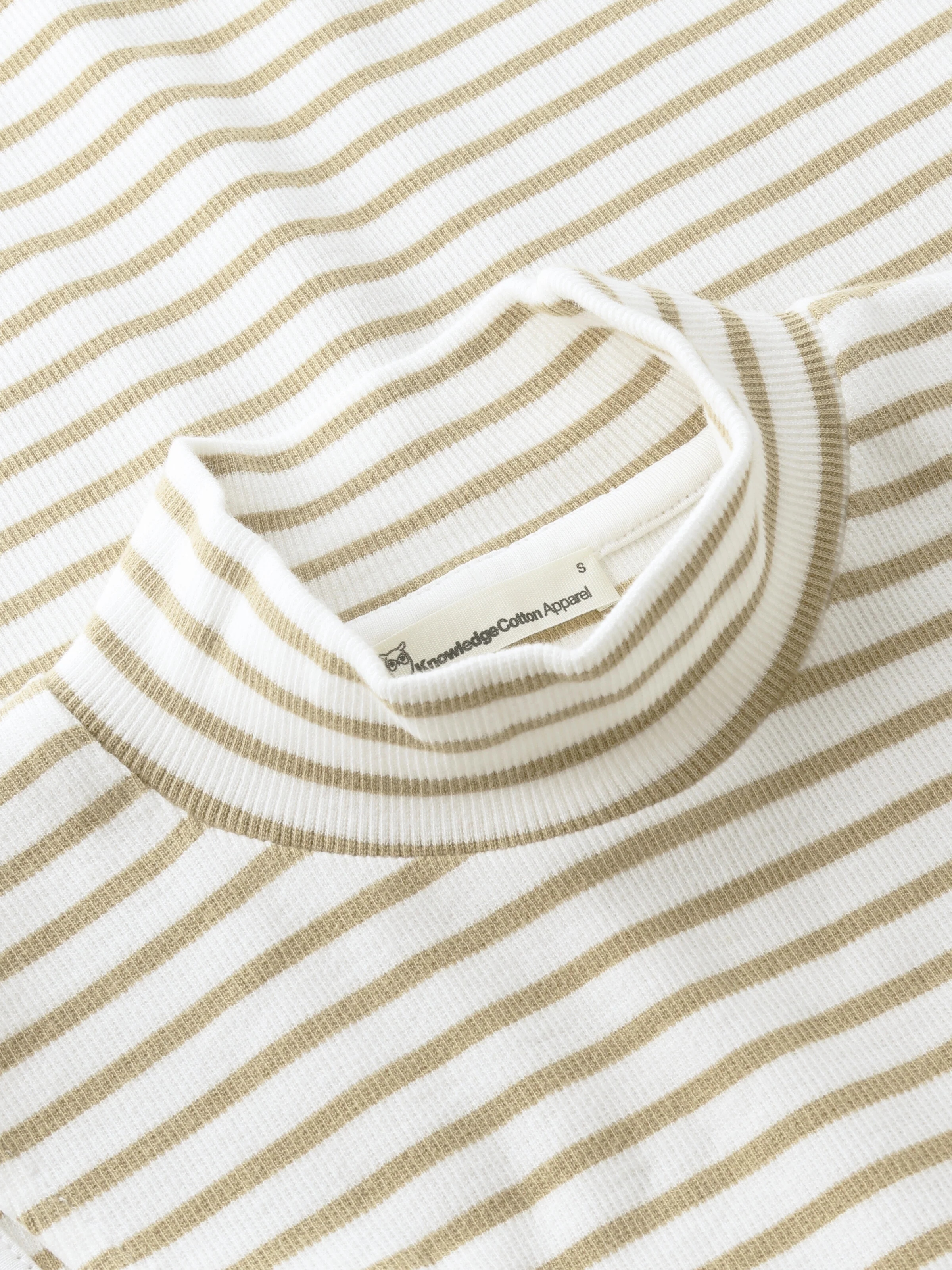 High neck rib top - Creme Stripe - Image 4