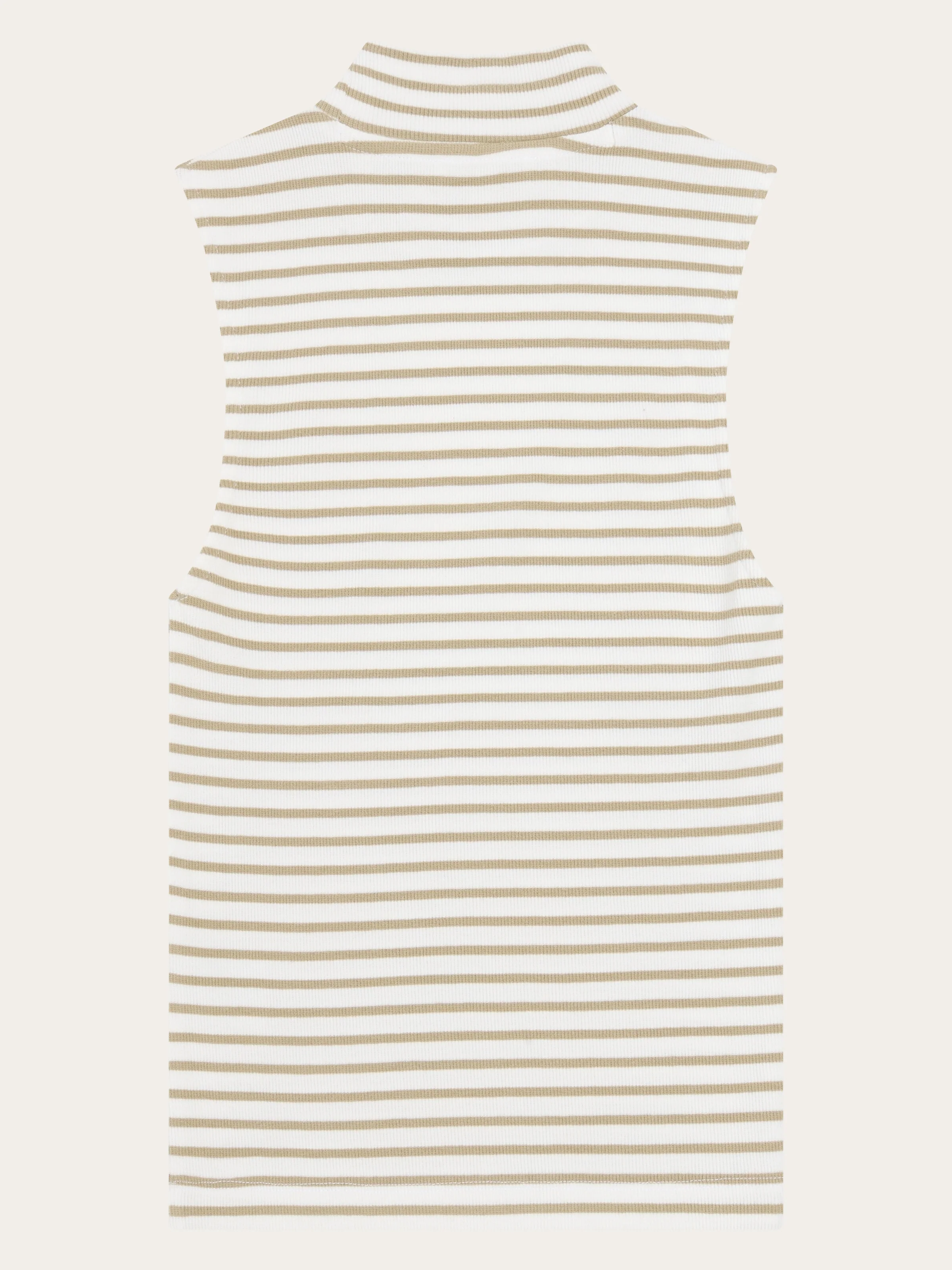 High neck rib top - Creme Stripe - Image 5