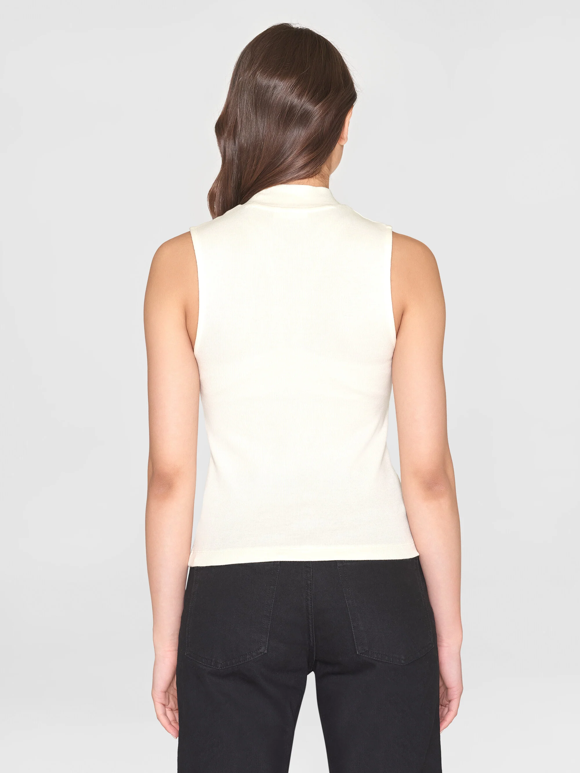 High neck rib top - Star White - Image 3
