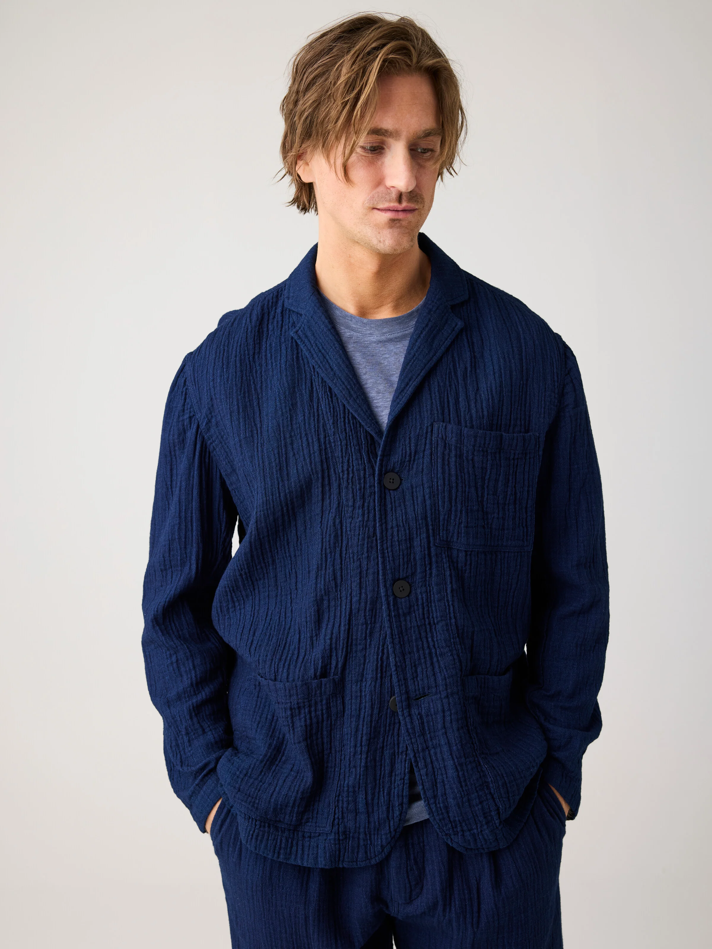 Indigo dobby blazer - Indigo - Image 5