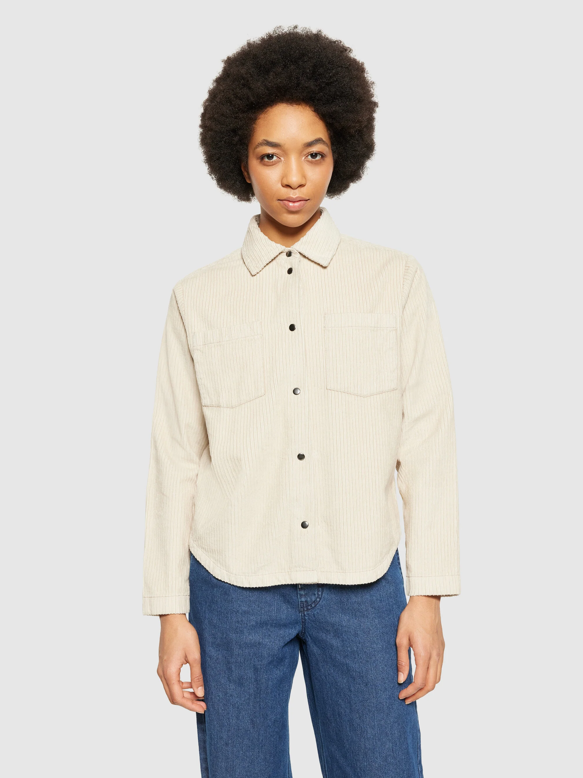 Irregular corduroy overshirt- GOTS/Vegan - Light feather gray - Image 2