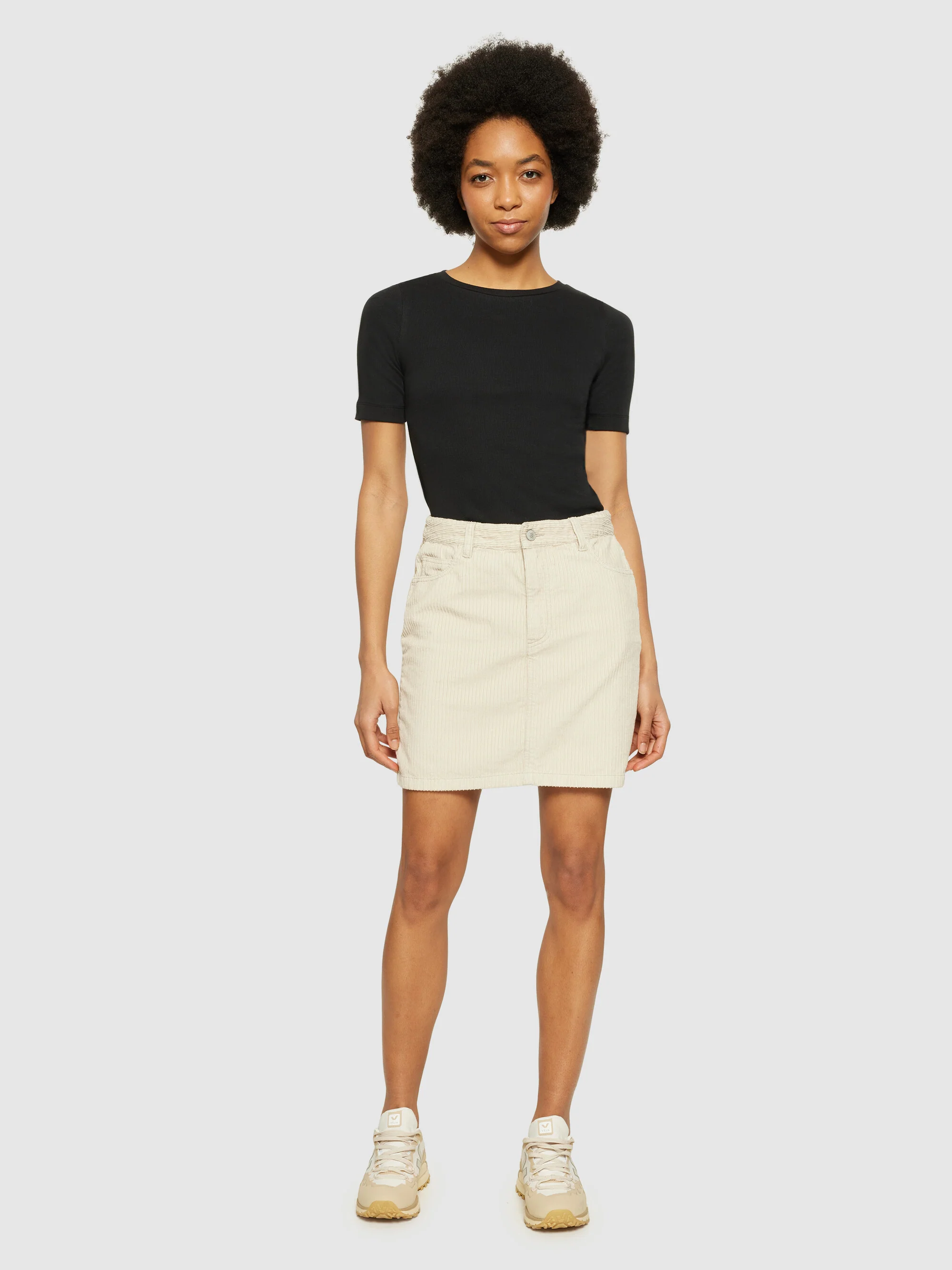 Irregular corduroy skirt - GOTS/Vegan - Light feather gray - Image 4