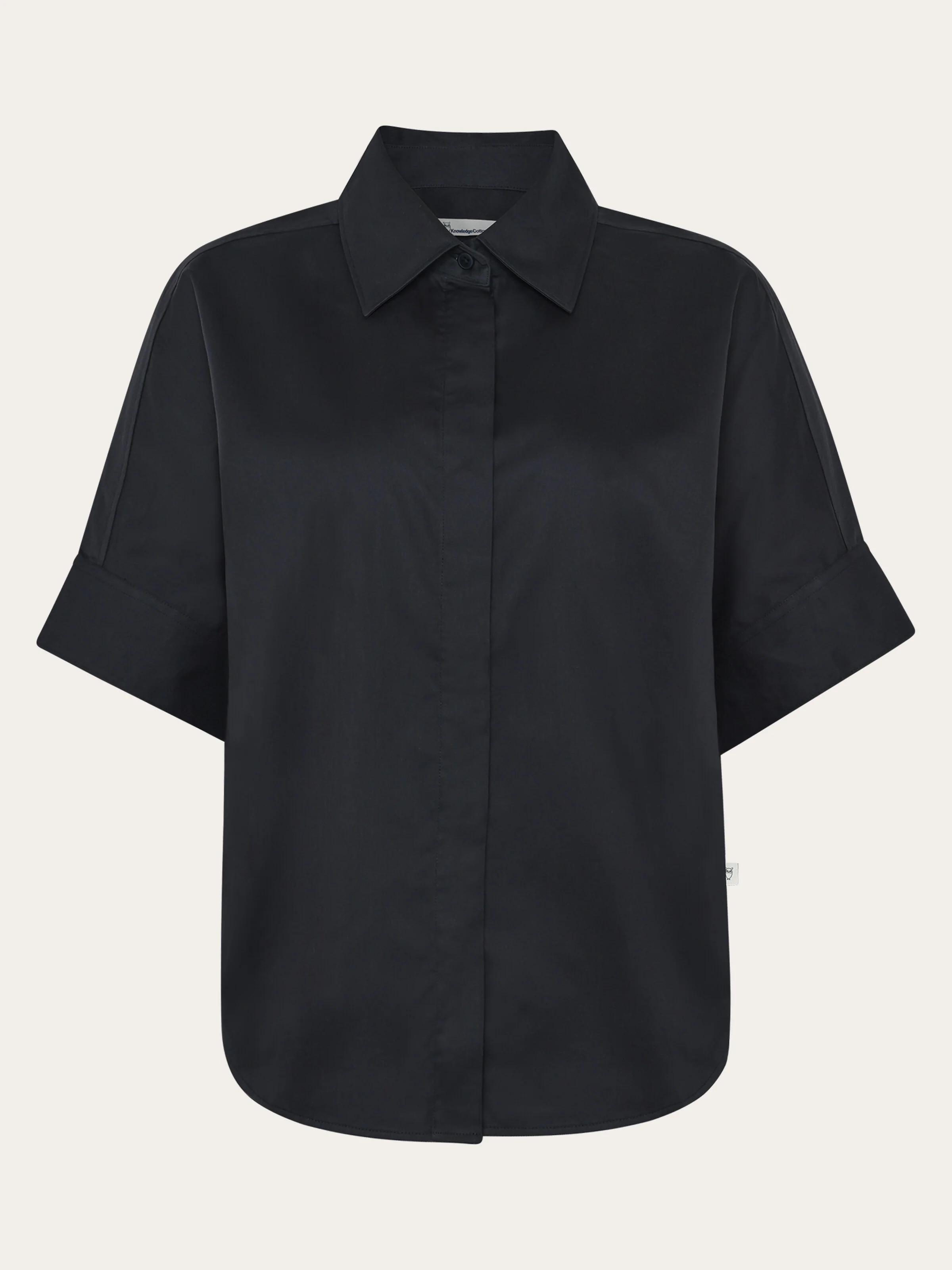 Islet regular satin short sleeve shirt - Black Jet
