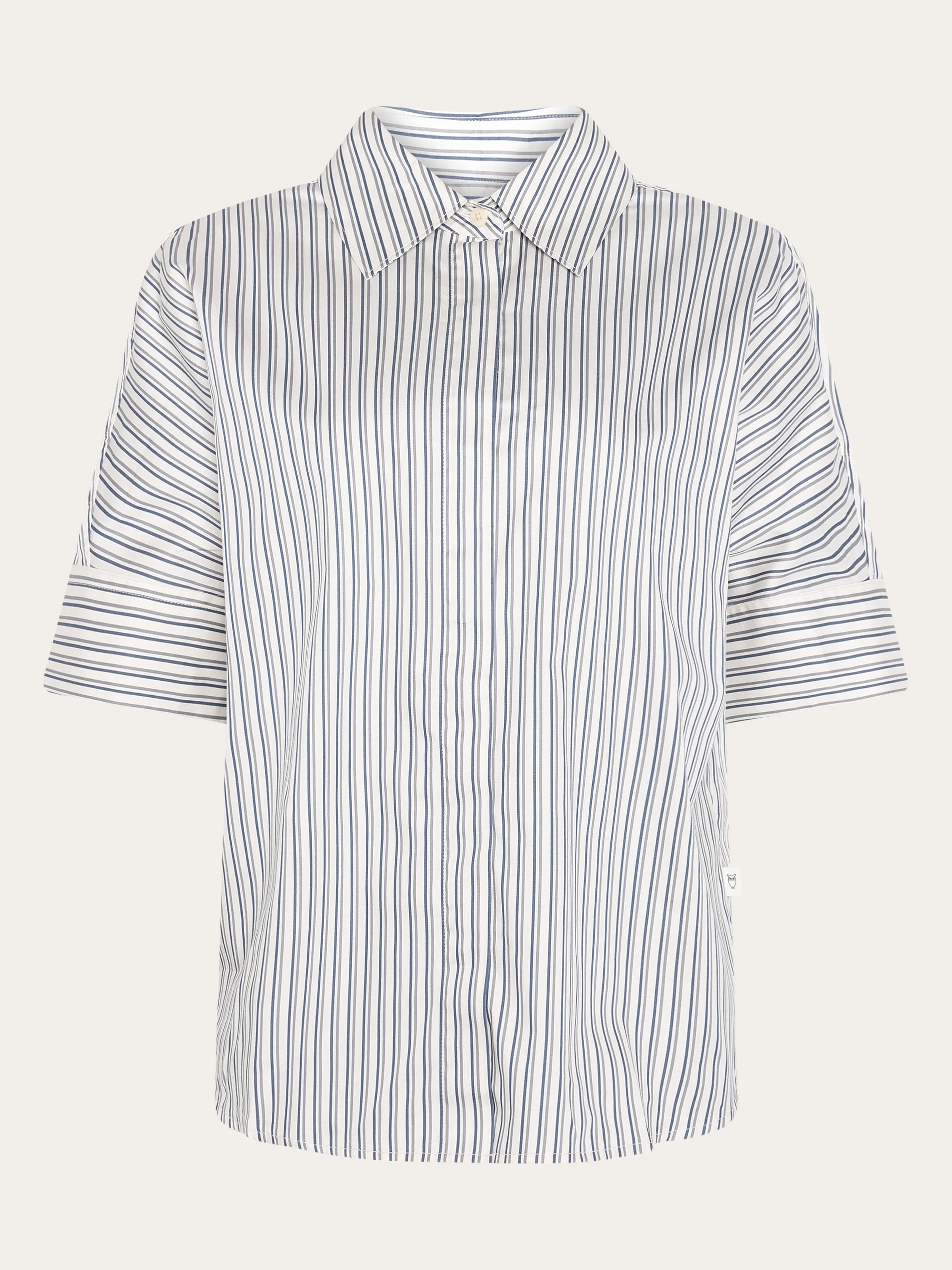 Islet regular satin short sleeve shirt - Blue stripe