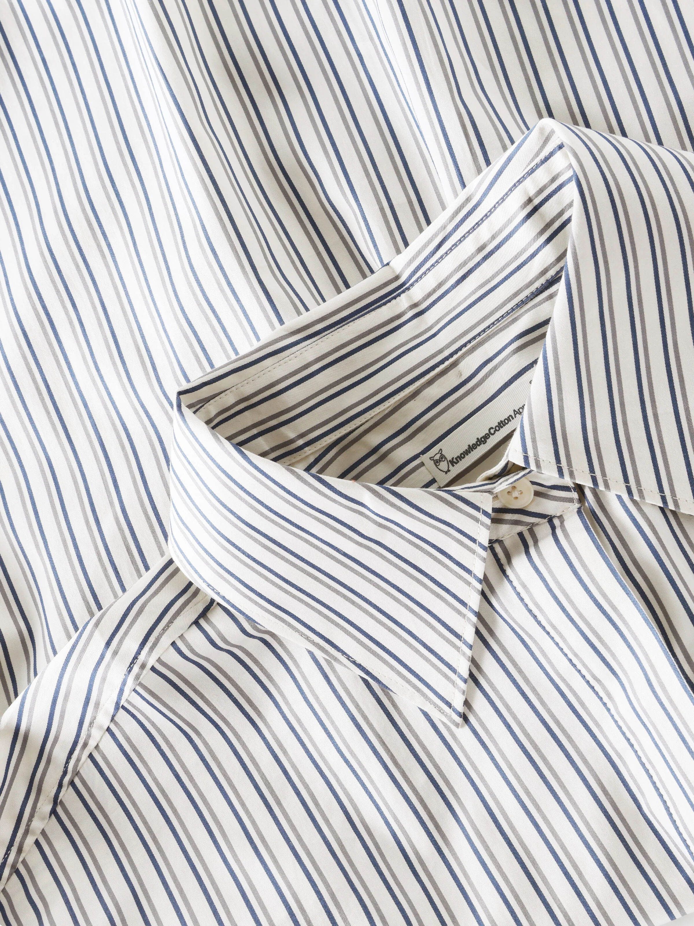 Islet regular satin short sleeve shirt - Blue stripe - Image 2
