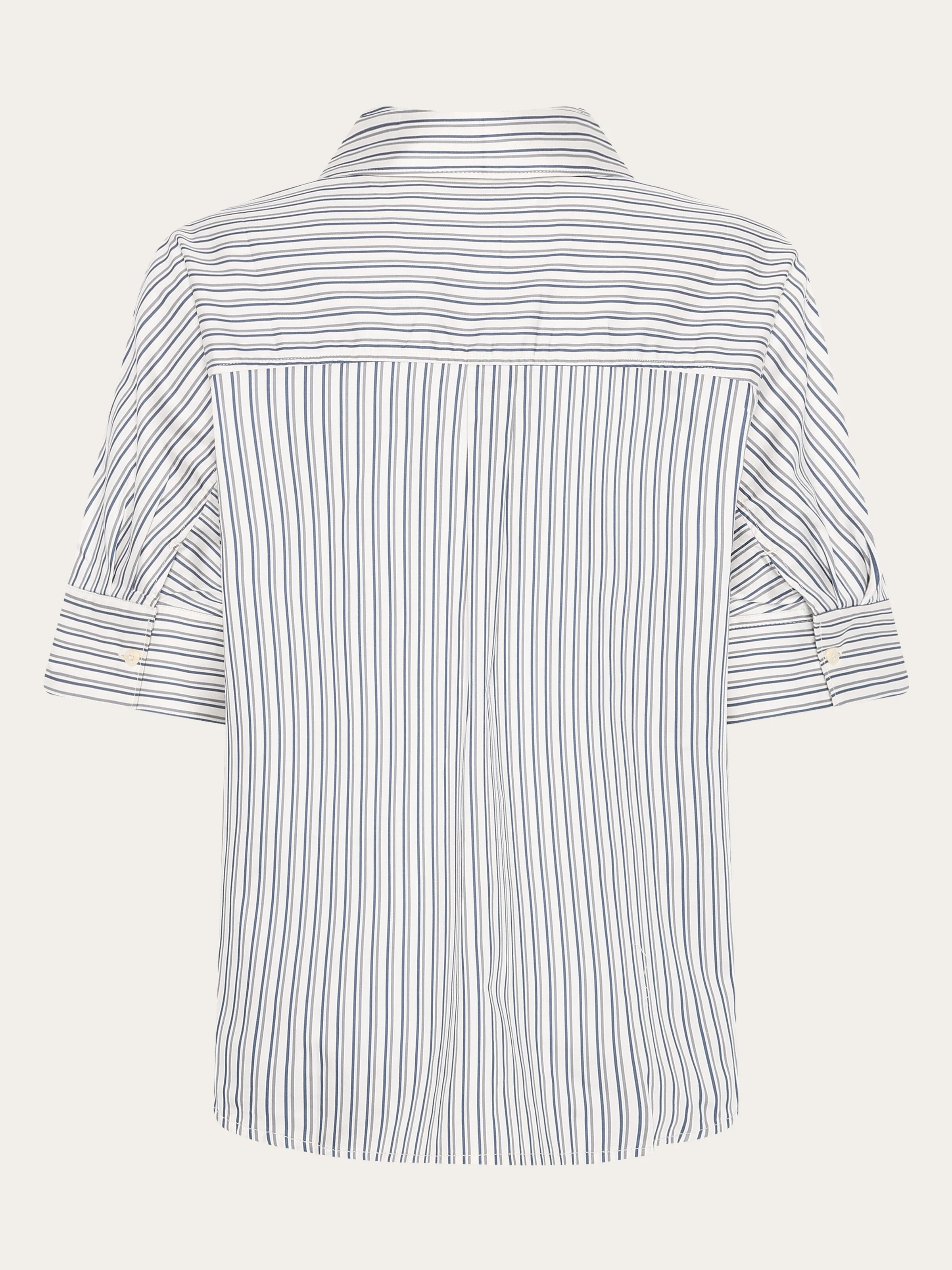 Islet regular satin short sleeve shirt - Blue stripe - Image 3