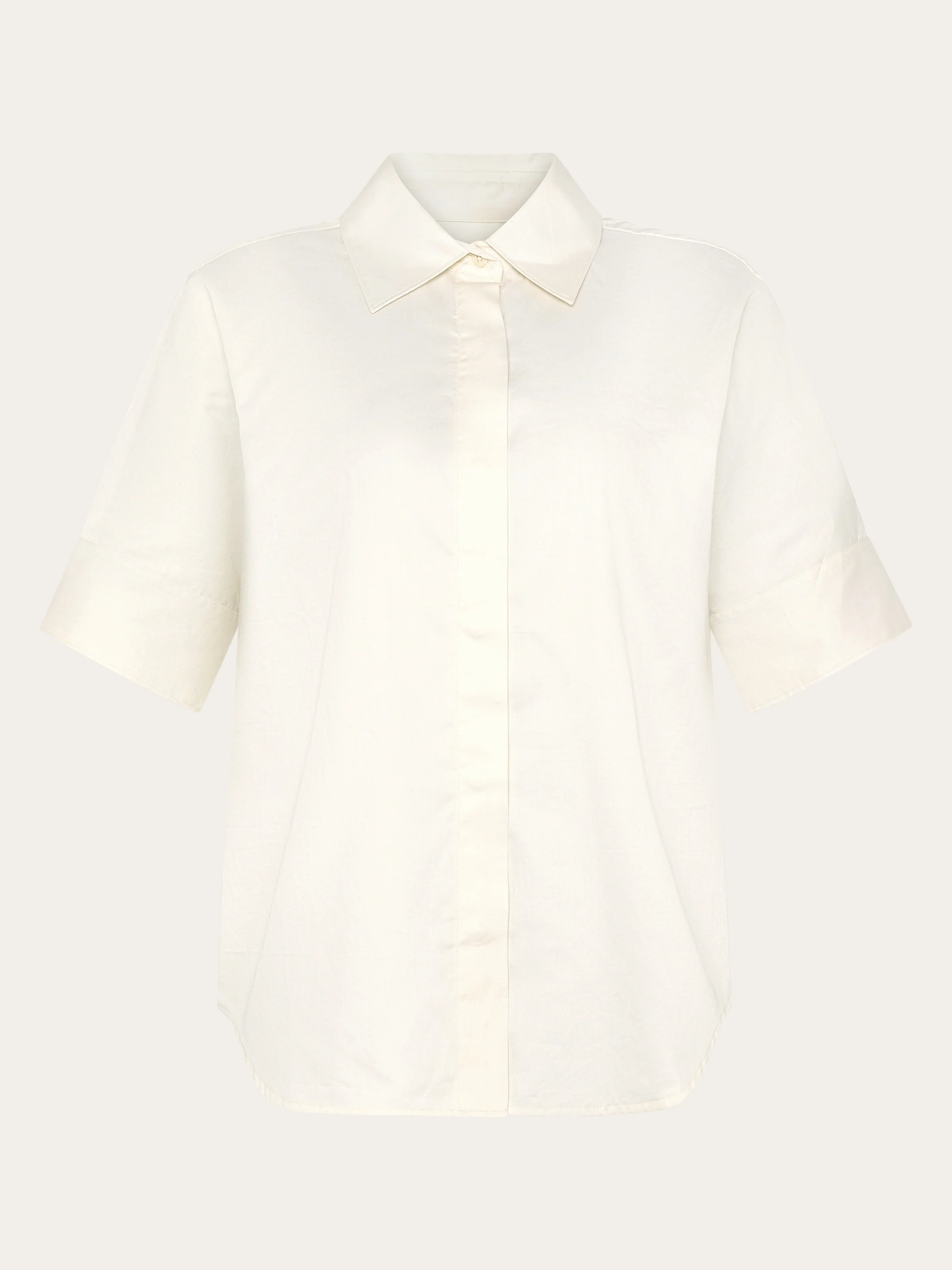 Islet regular satin short sleeve shirt - Egret