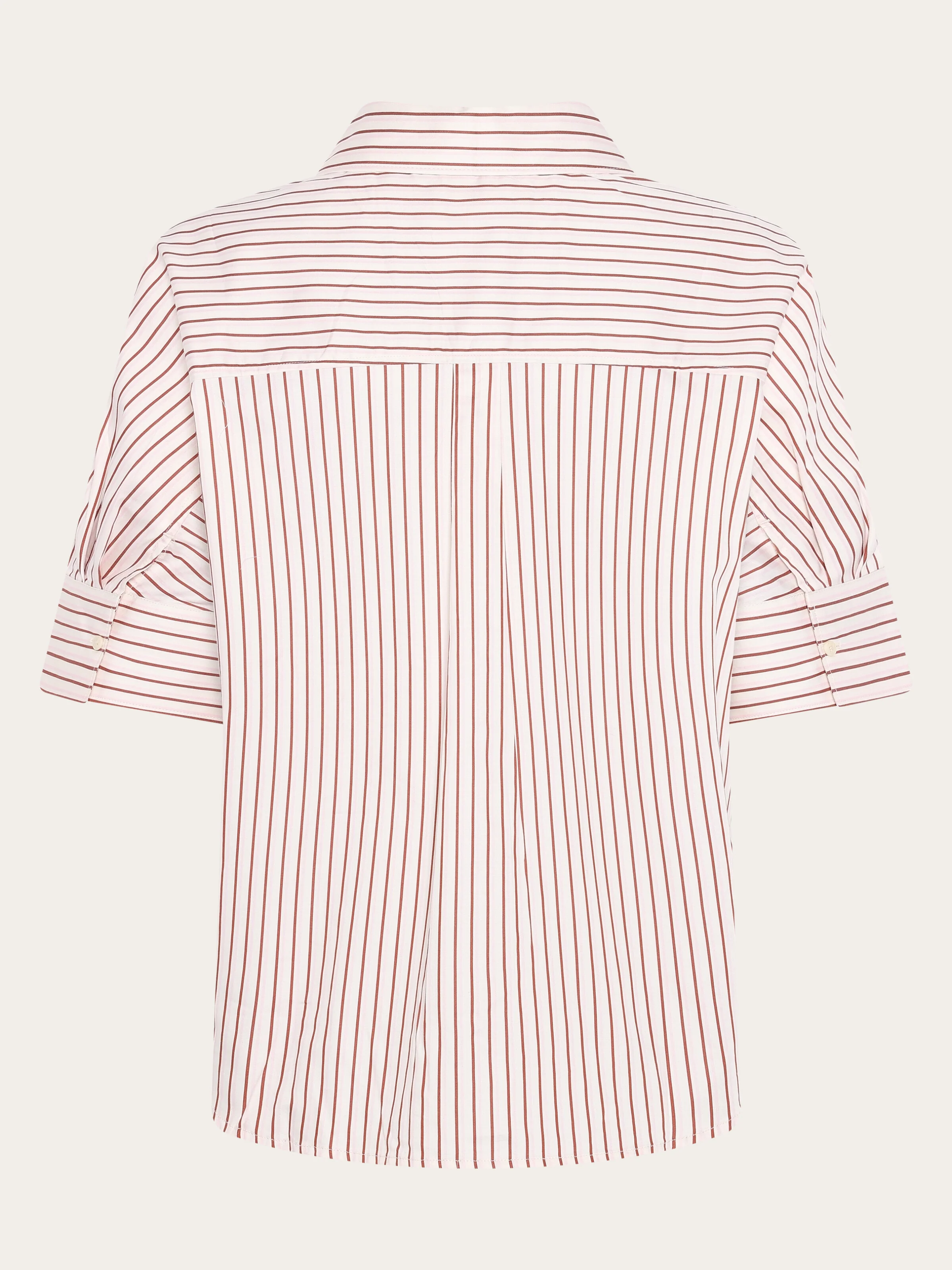 Islet regular satin short sleeve shirt - Red Stripe - Image 4