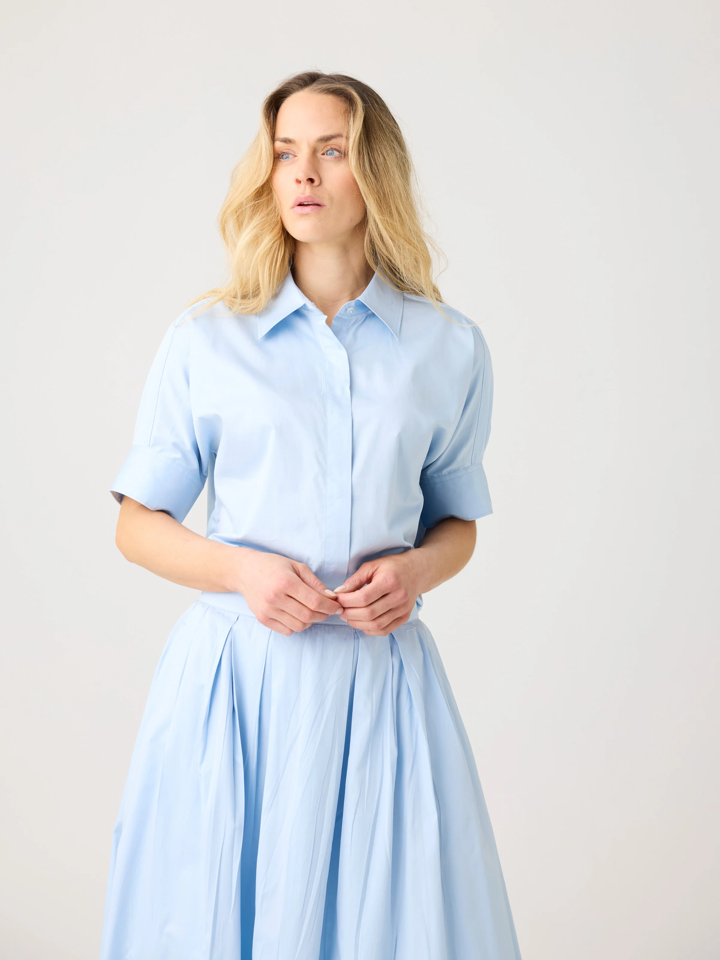 Islet regular satin short sleeve shirt - Skyway - Image 2