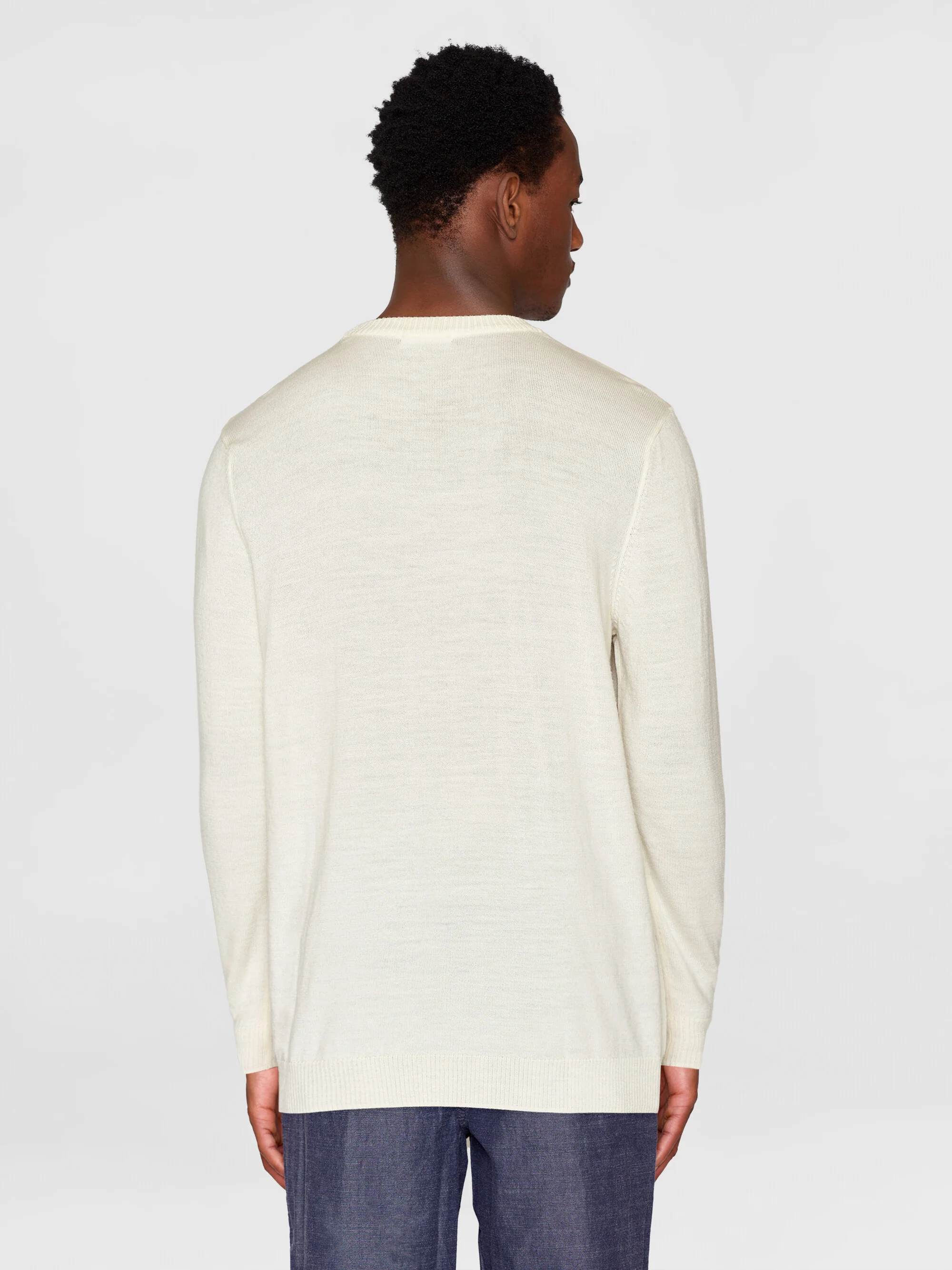 Merino crew neck sweater - Egret - Image 3