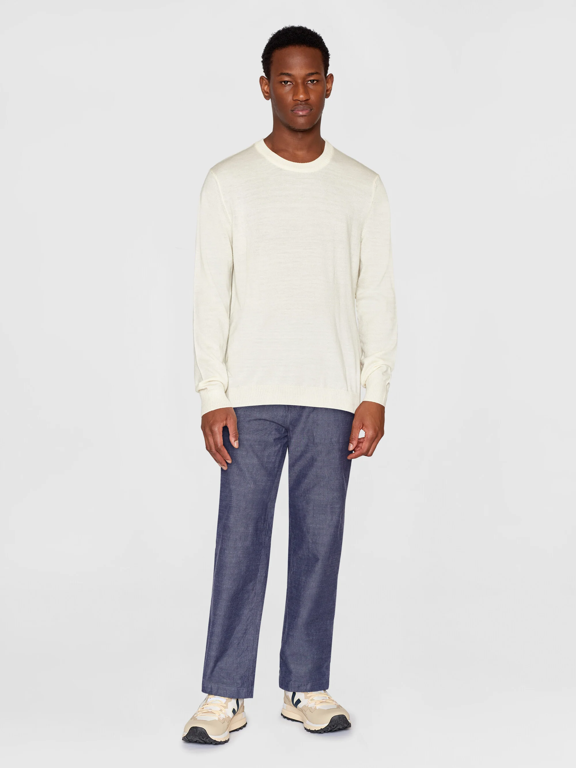 Merino crew neck sweater - Egret - Image 4