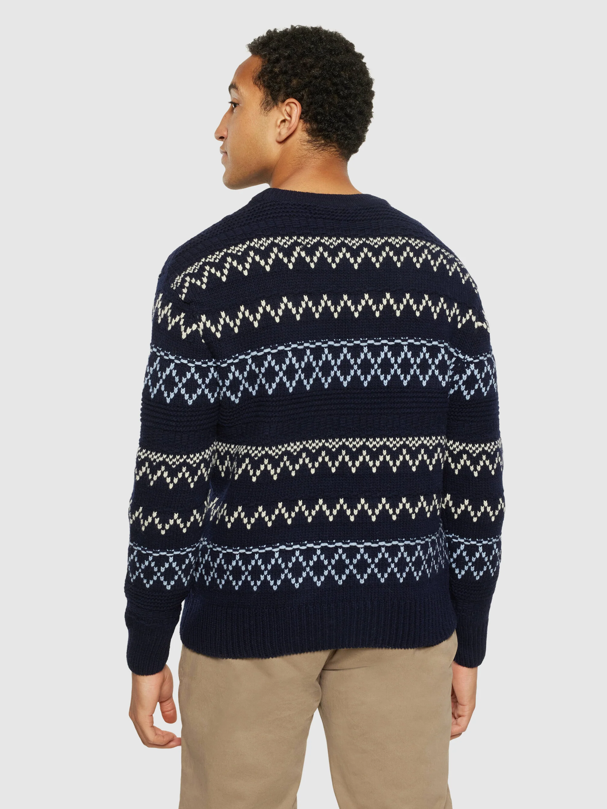 Knitted pattern crew neck - RWS - Blue stripe - Image 3