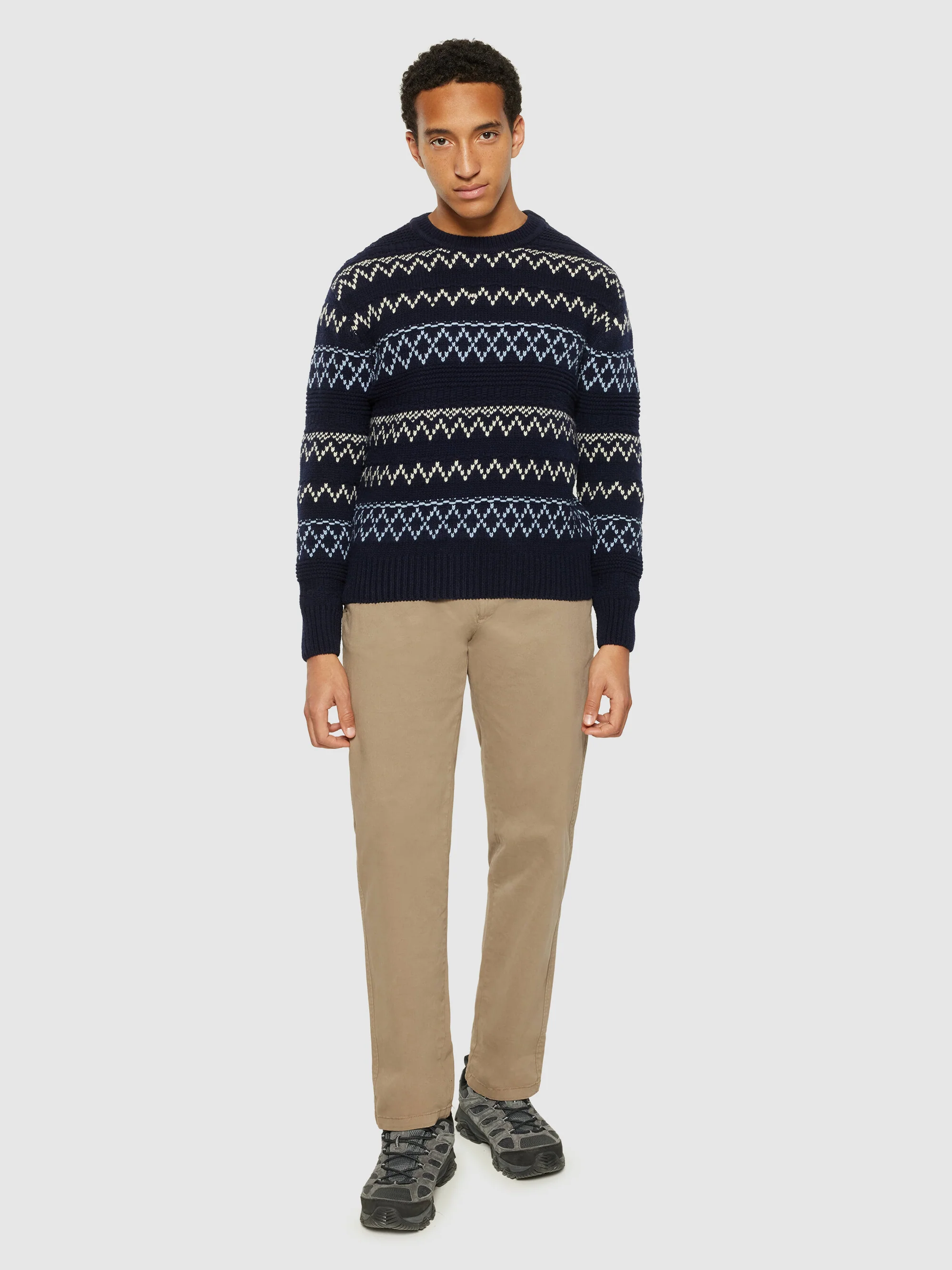 Knitted pattern crew neck - RWS - Blue stripe - Image 4