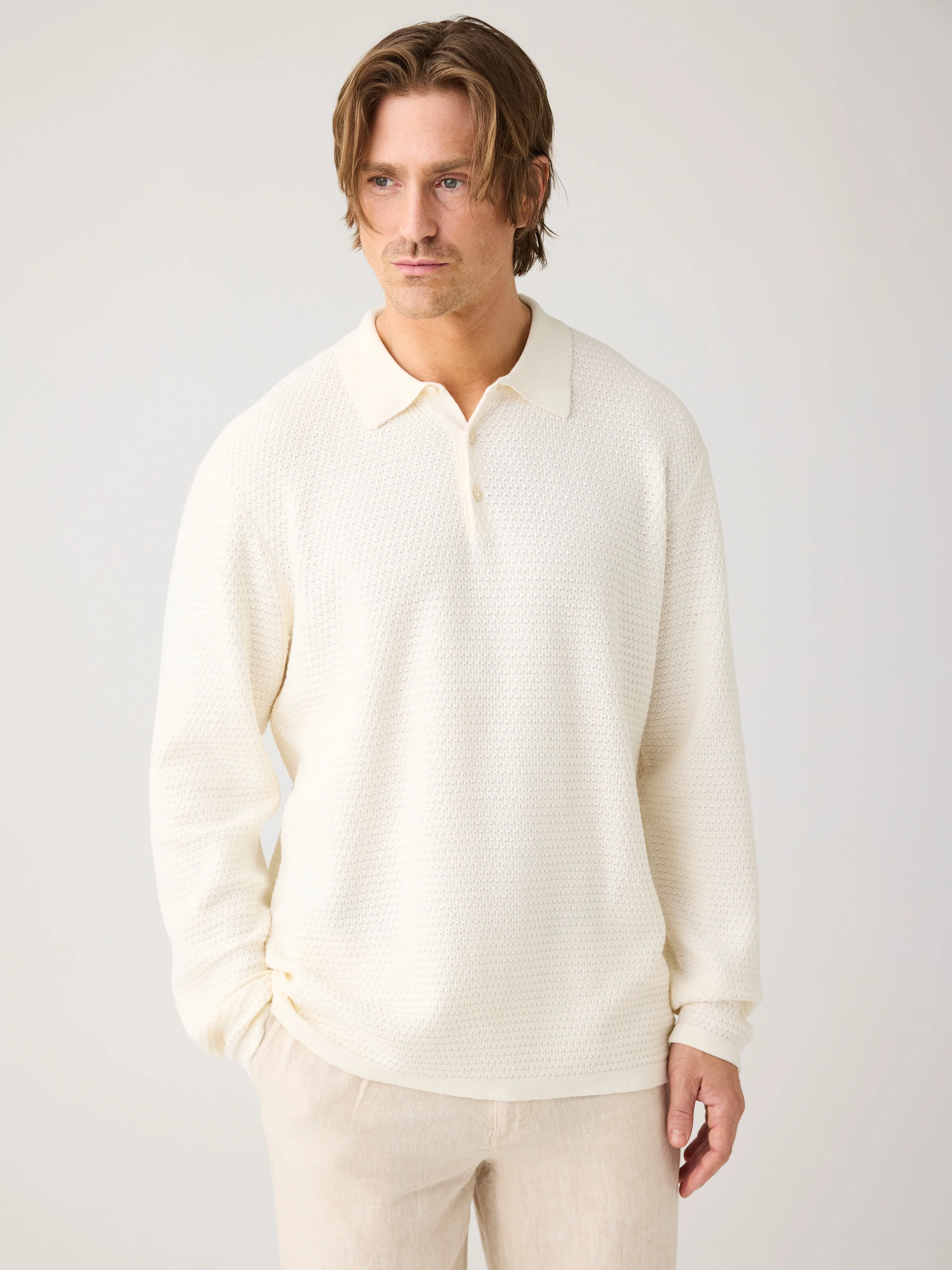 Knitted polo - Egret - Image 2