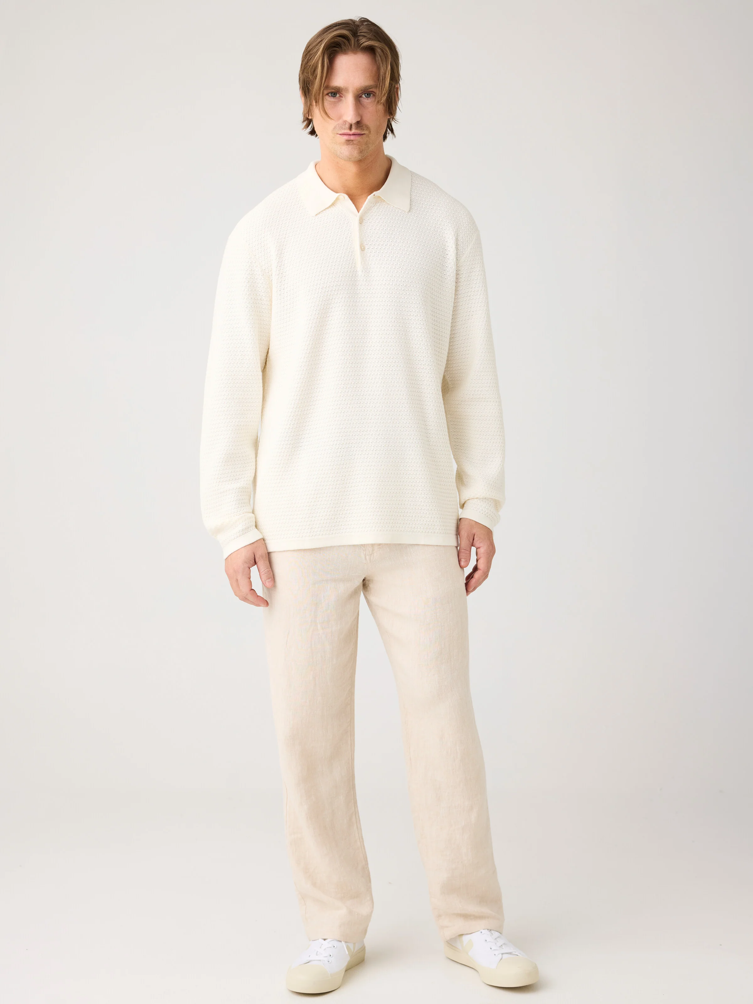 Knitted polo - Egret - Image 3