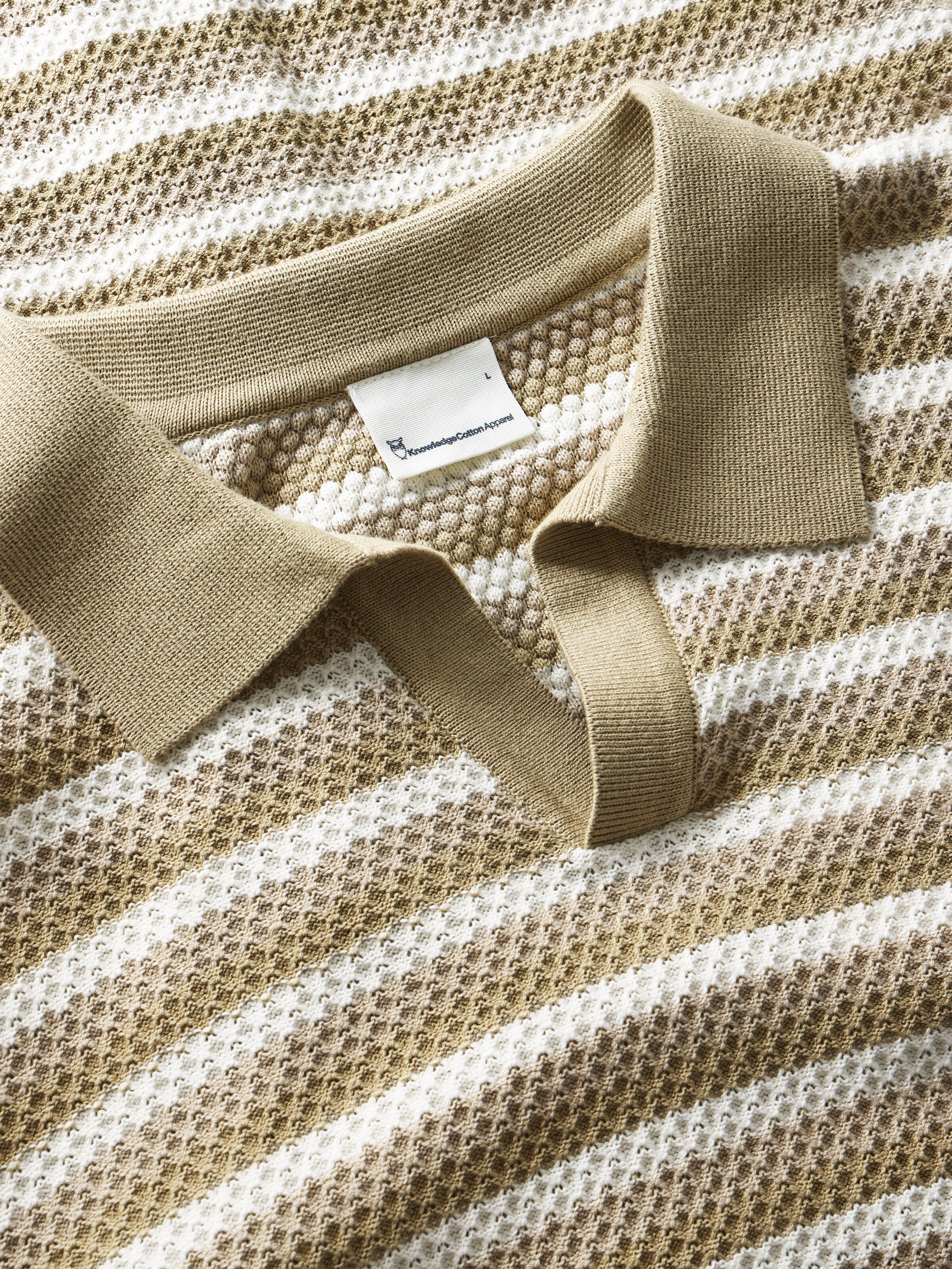Knitted stripe polo - Beige stripe - Image 2