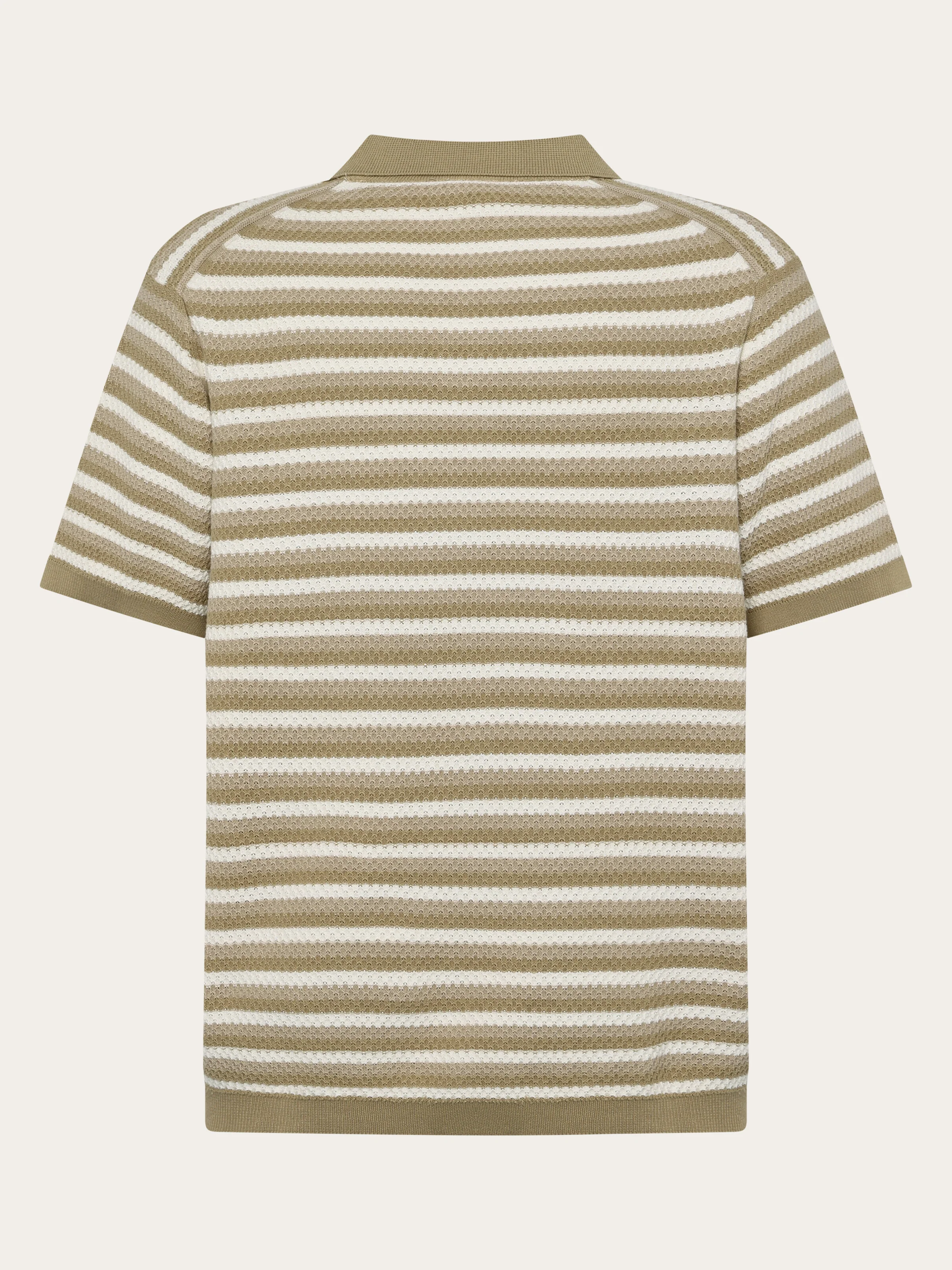 Knitted stripe polo - Beige stripe - Image 3