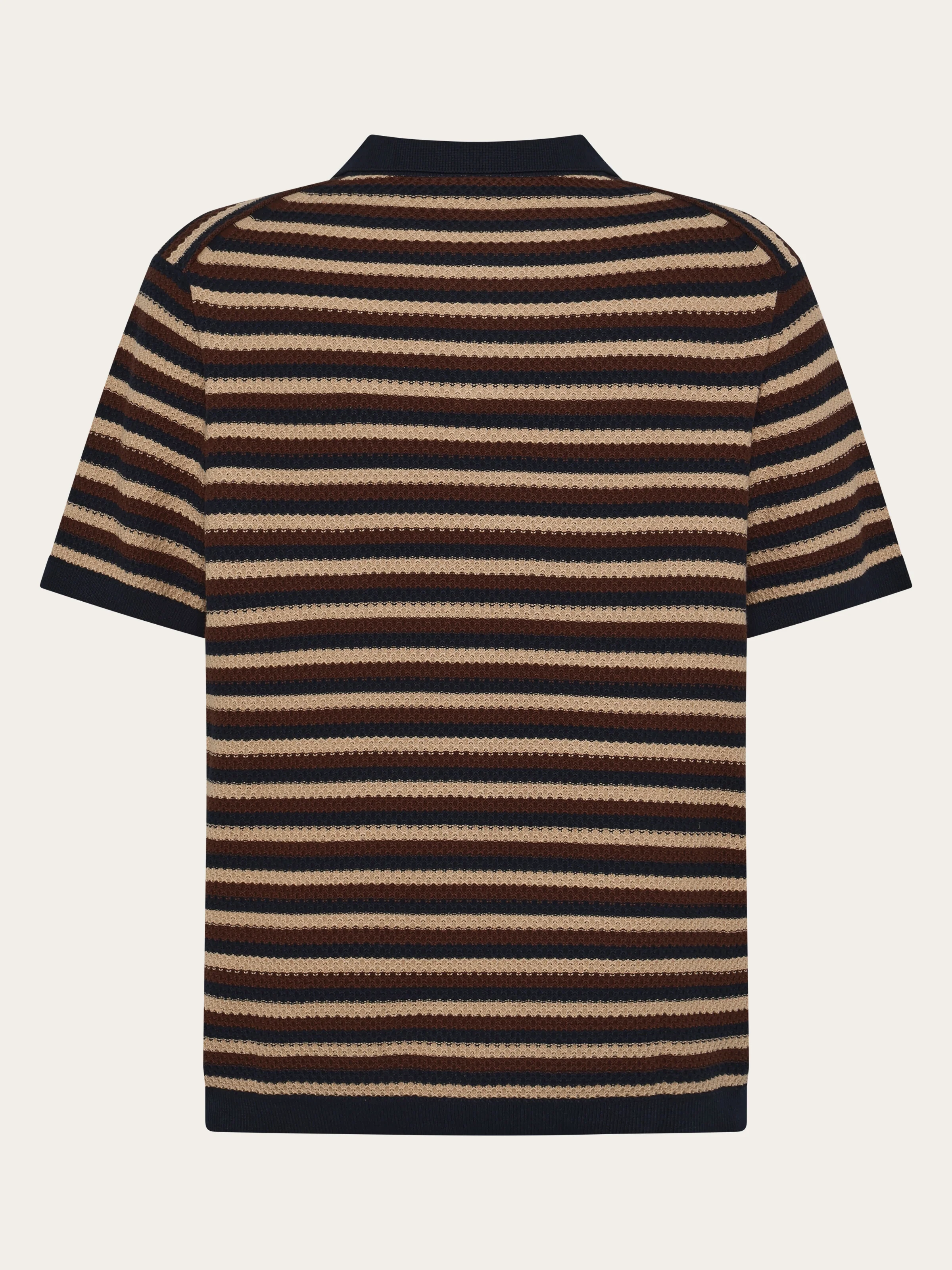 Knitted stripe polo - Brown stripe - Image 4