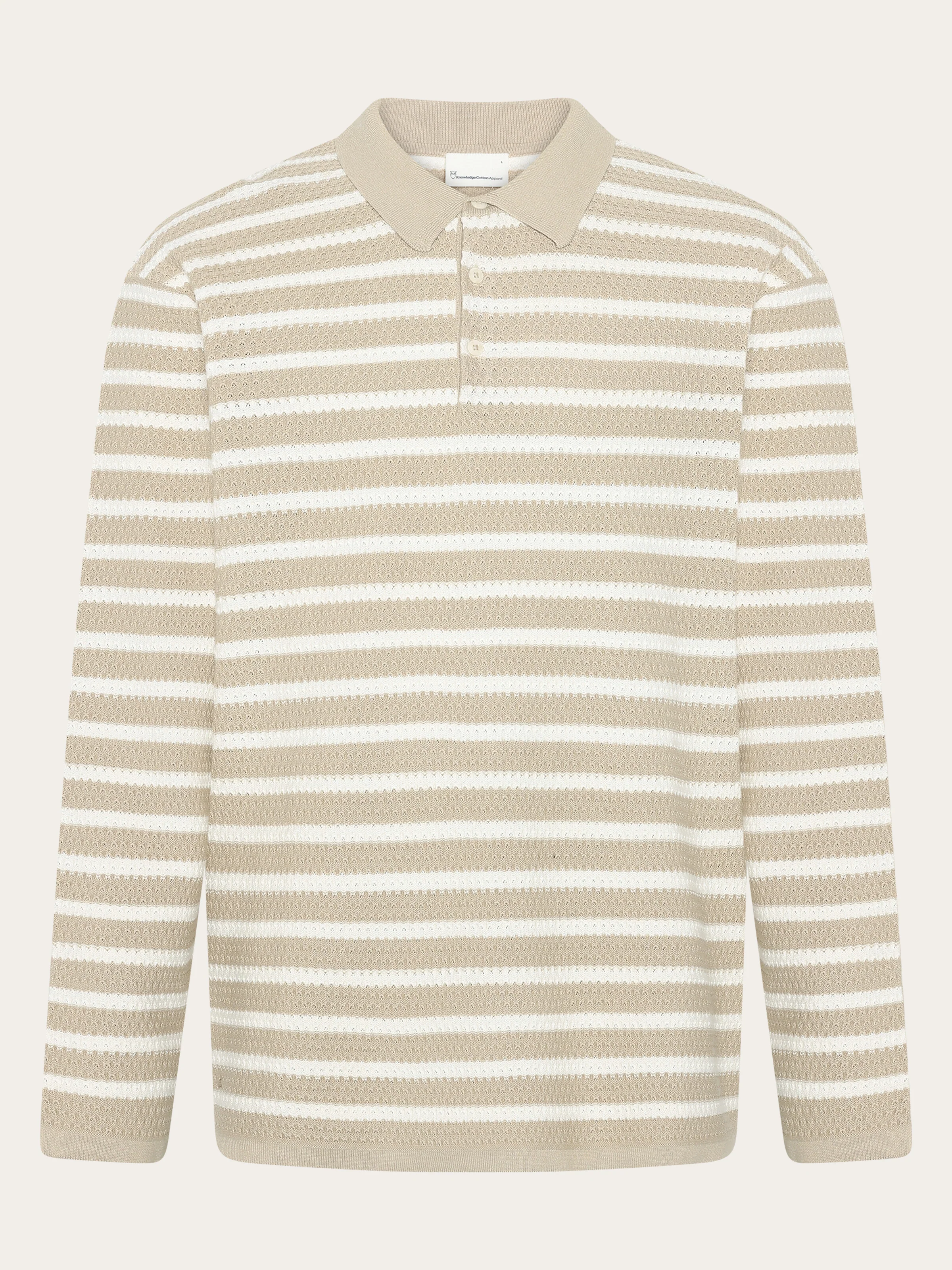 Knitted stripe polo - Creme Stripe