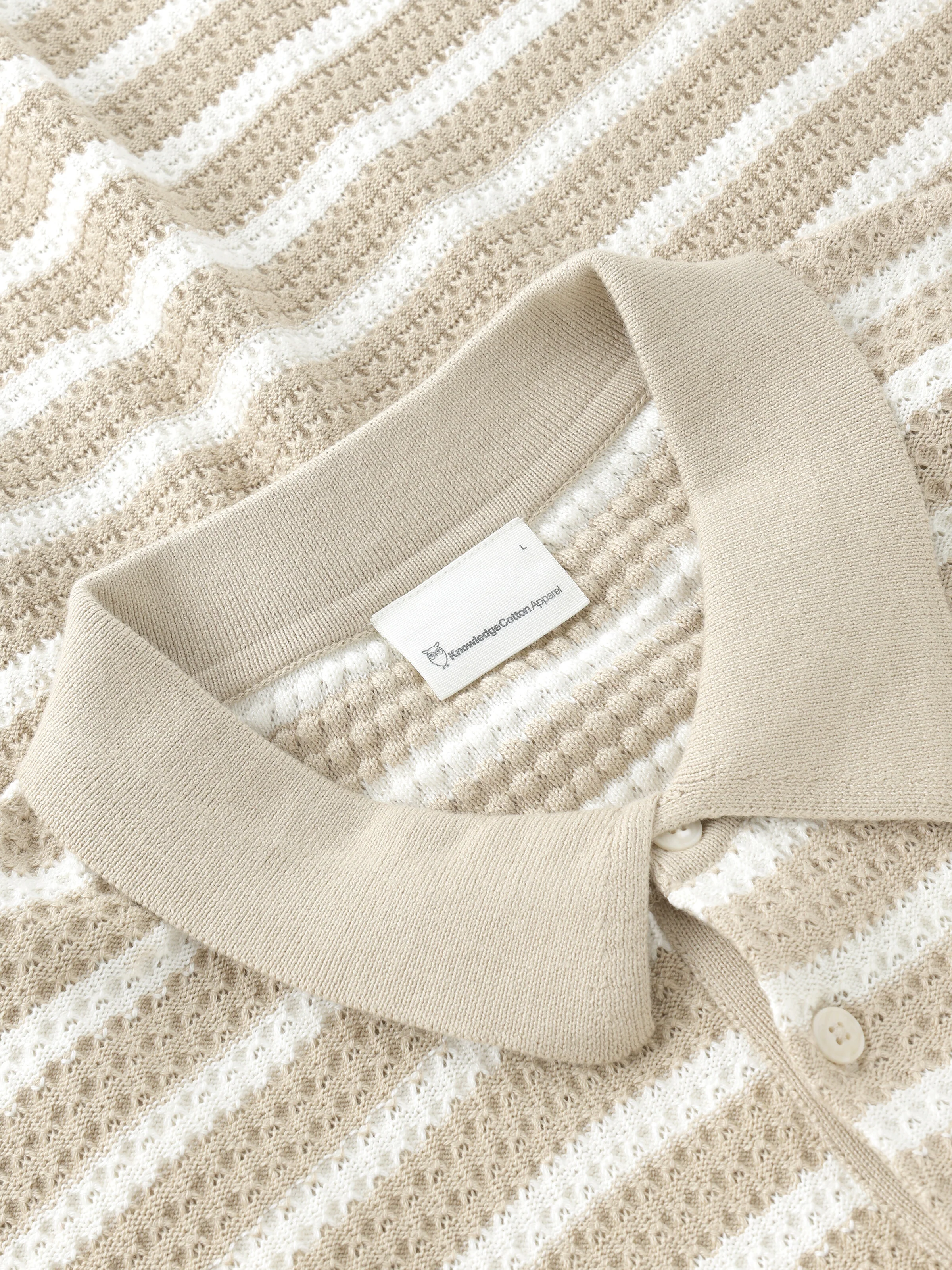 Knitted stripe polo - Creme Stripe - Image 2