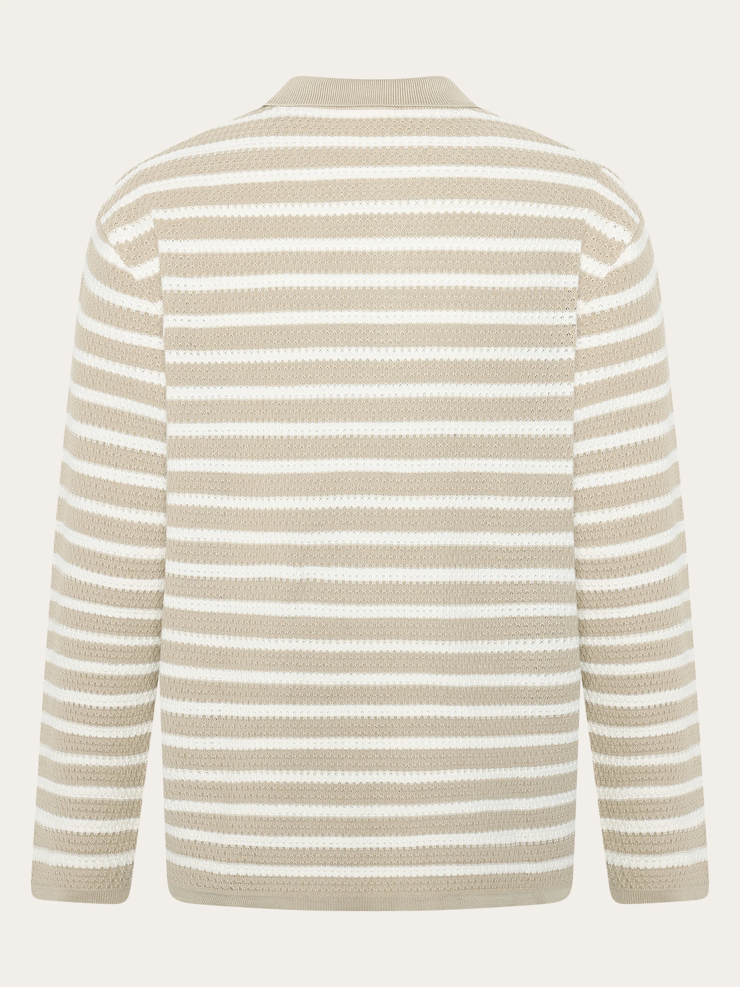 Knitted stripe polo - Creme Stripe - Image 3