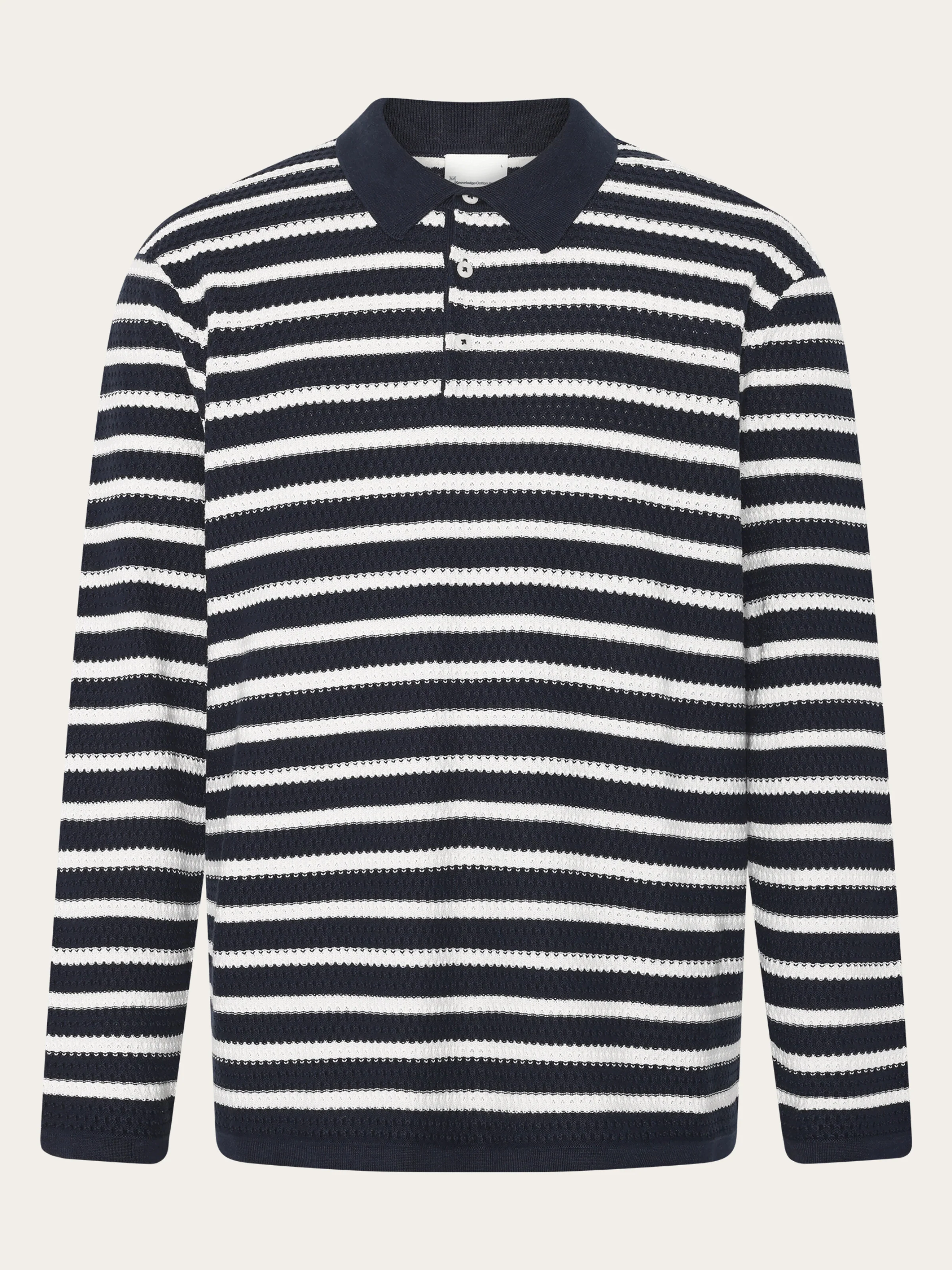 Knitted stripe polo - Navy