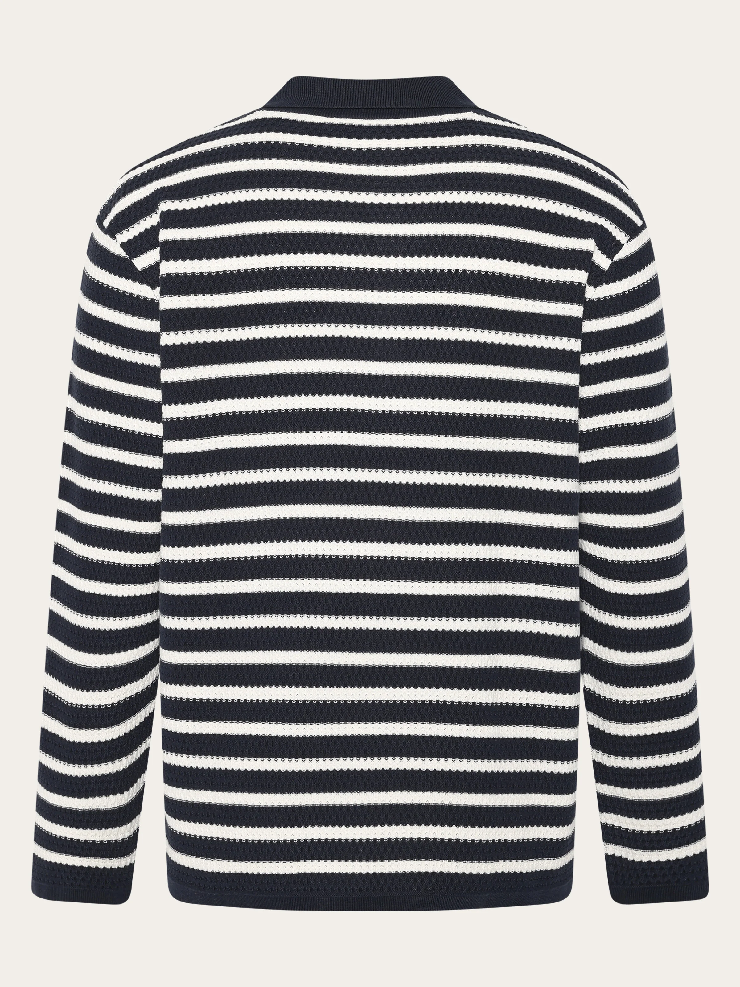 Knitted stripe polo - Navy - Image 5