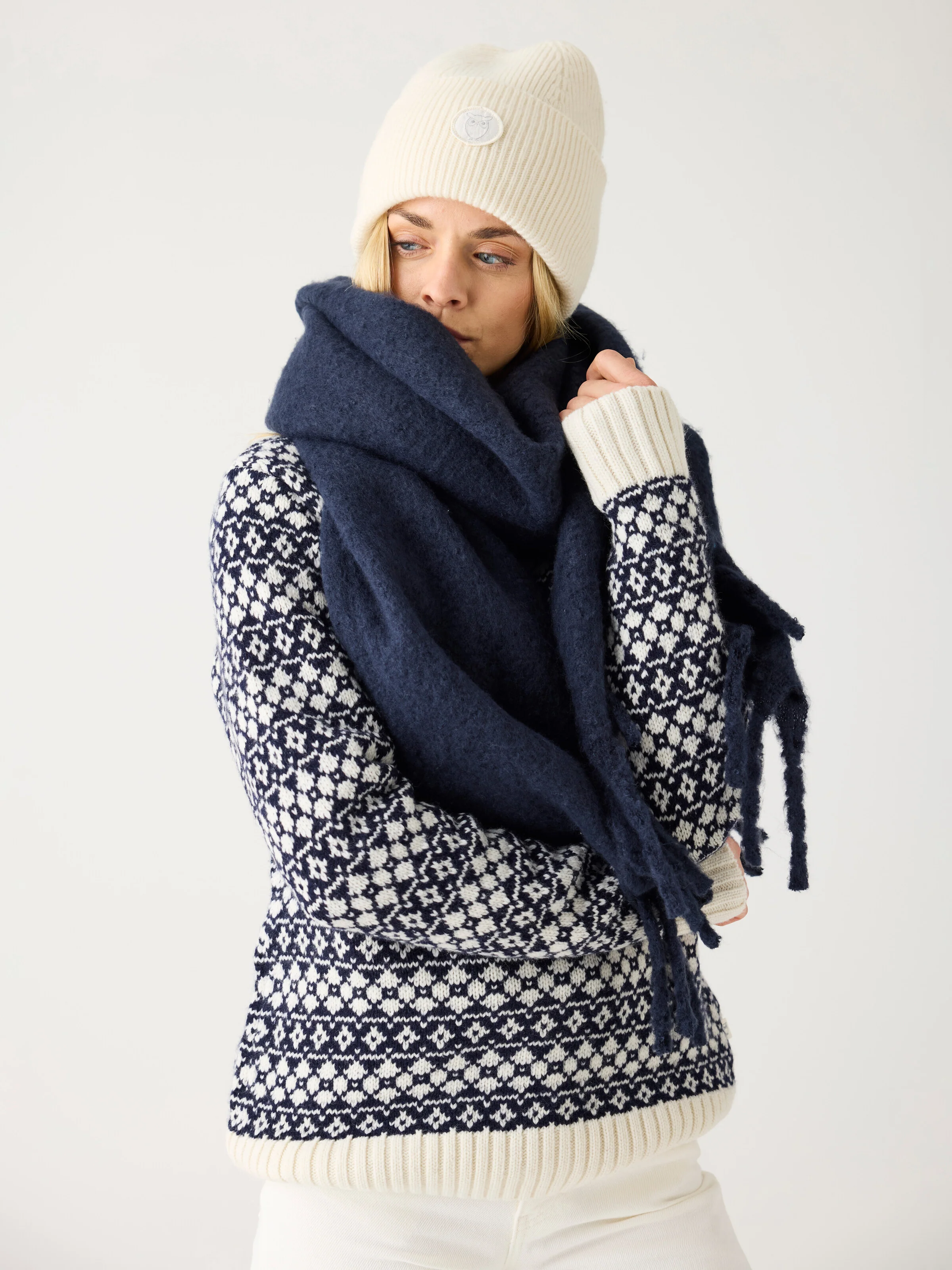 Lambswool Crew Neck Knit RWS - Blue stripe - Image 2